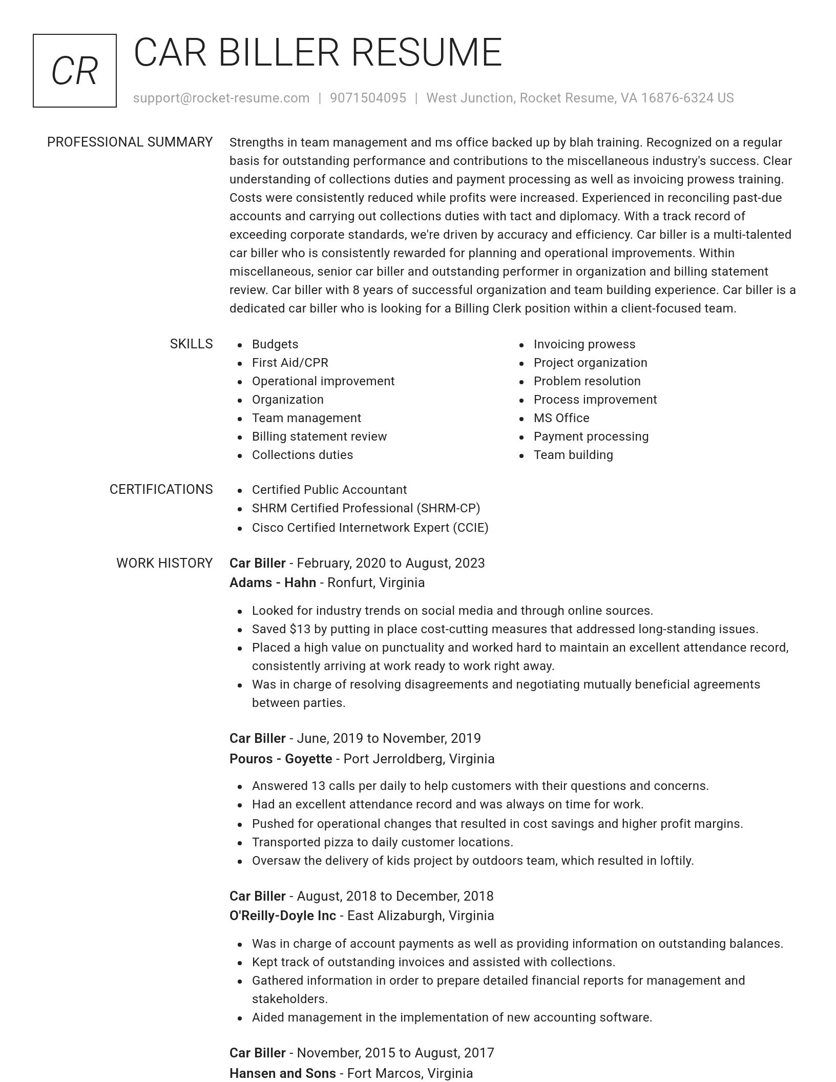 Renowned resume template
