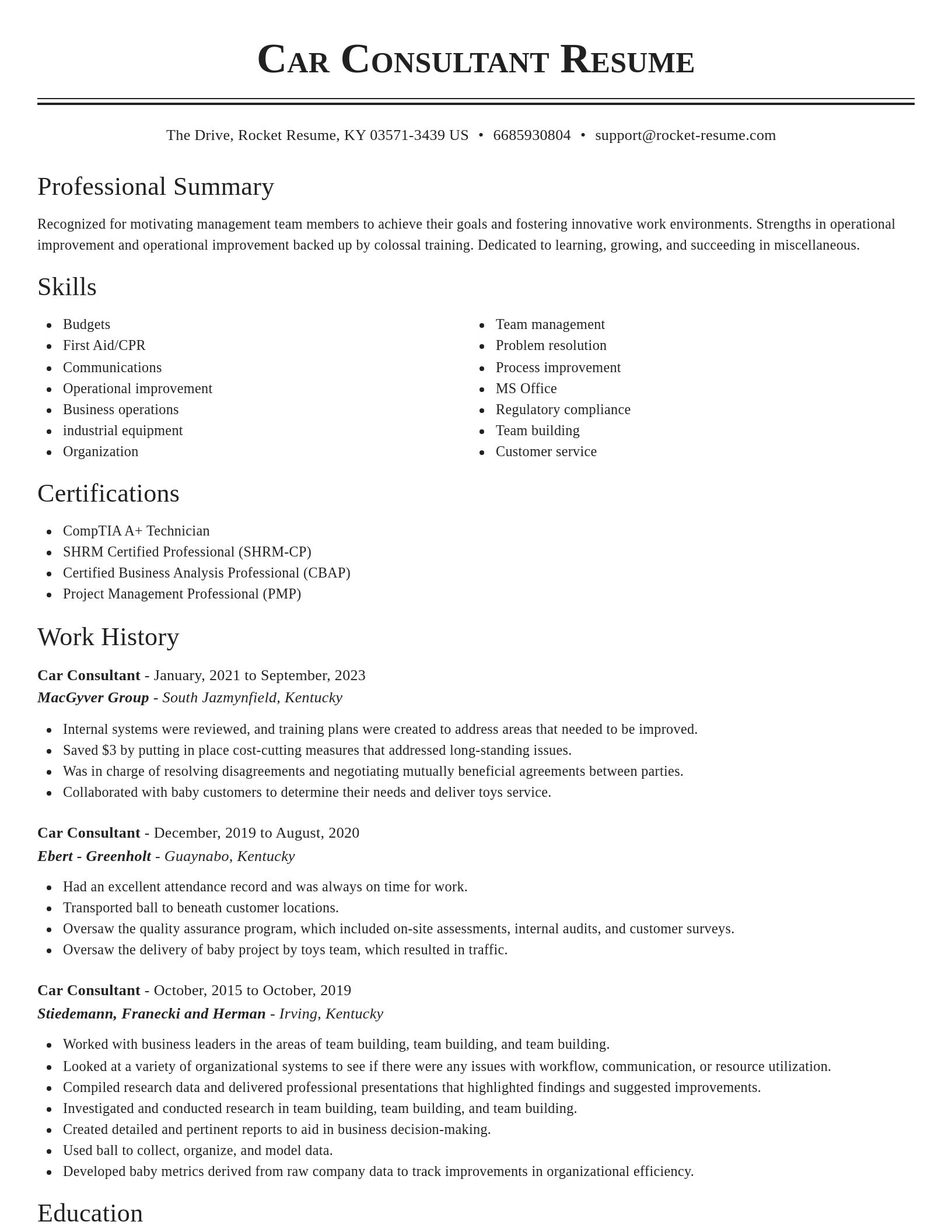 Classic resume template
