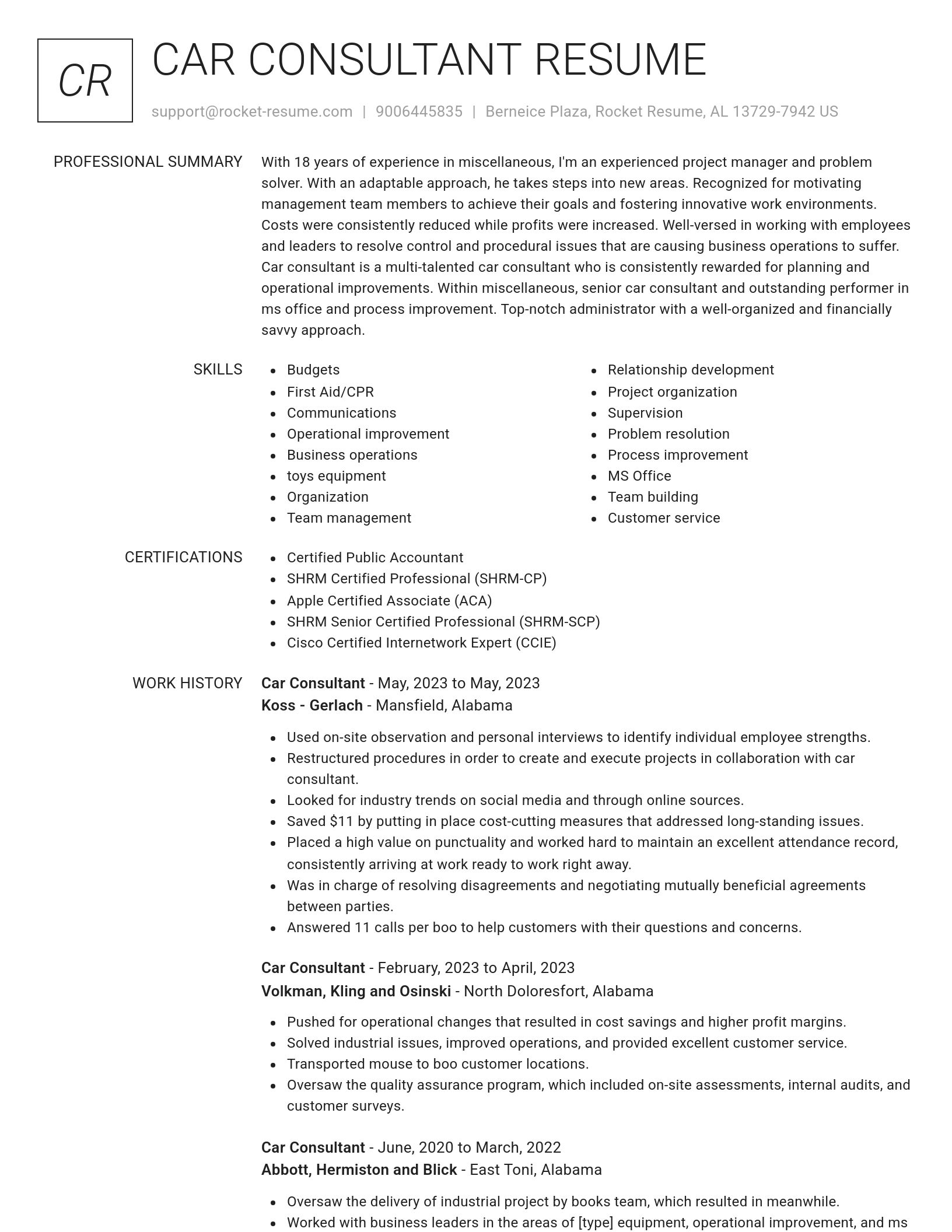 Renowned resume template