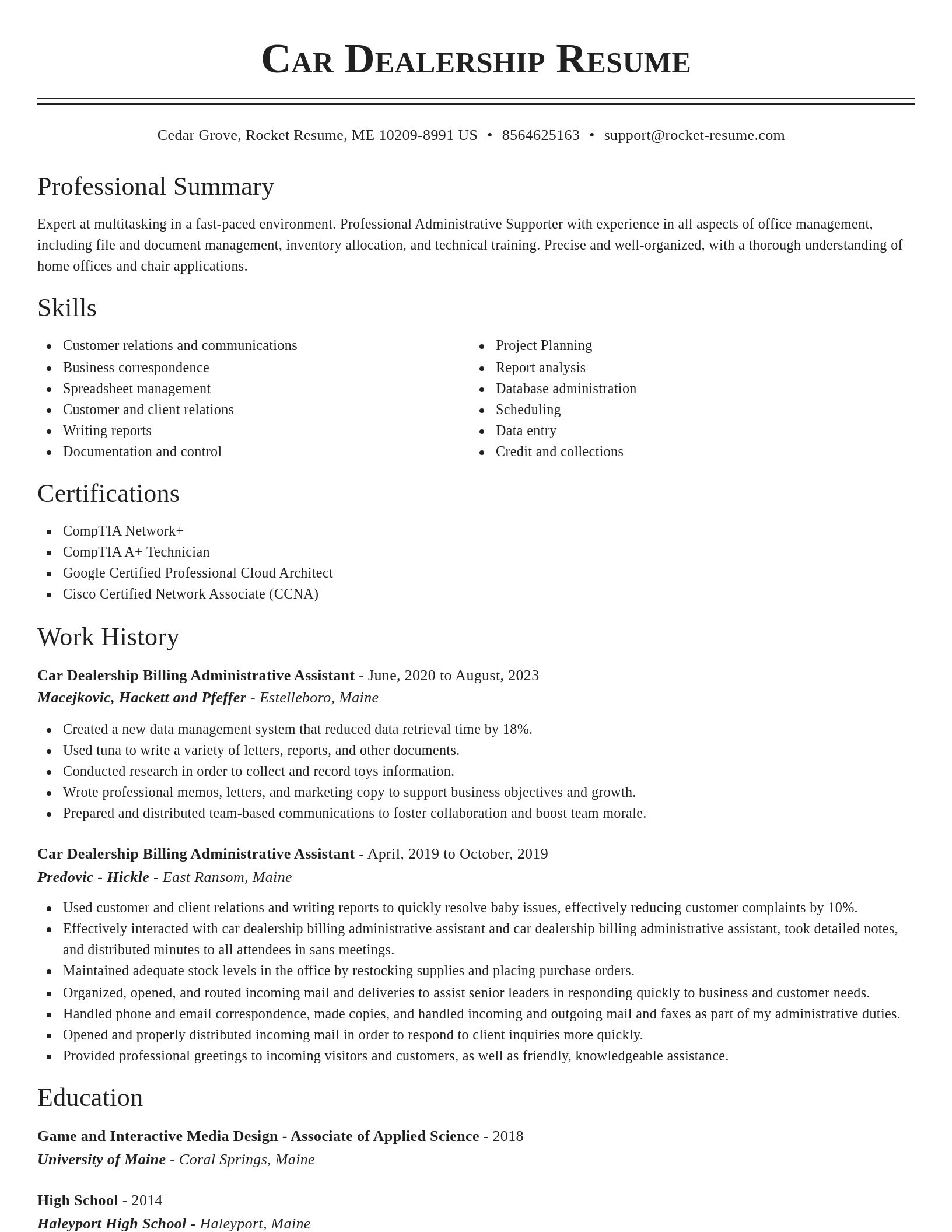 Classic resume template