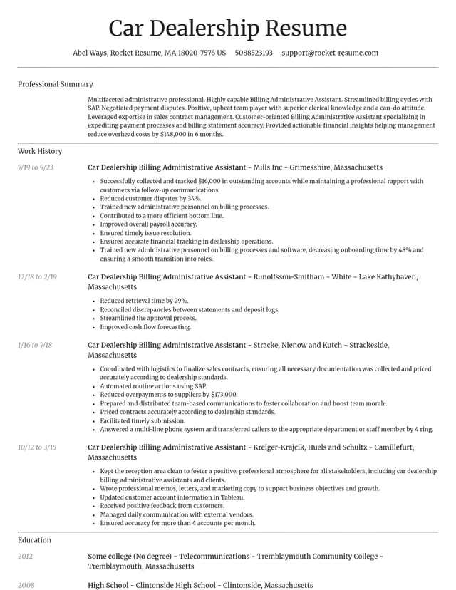 Dignified resume template