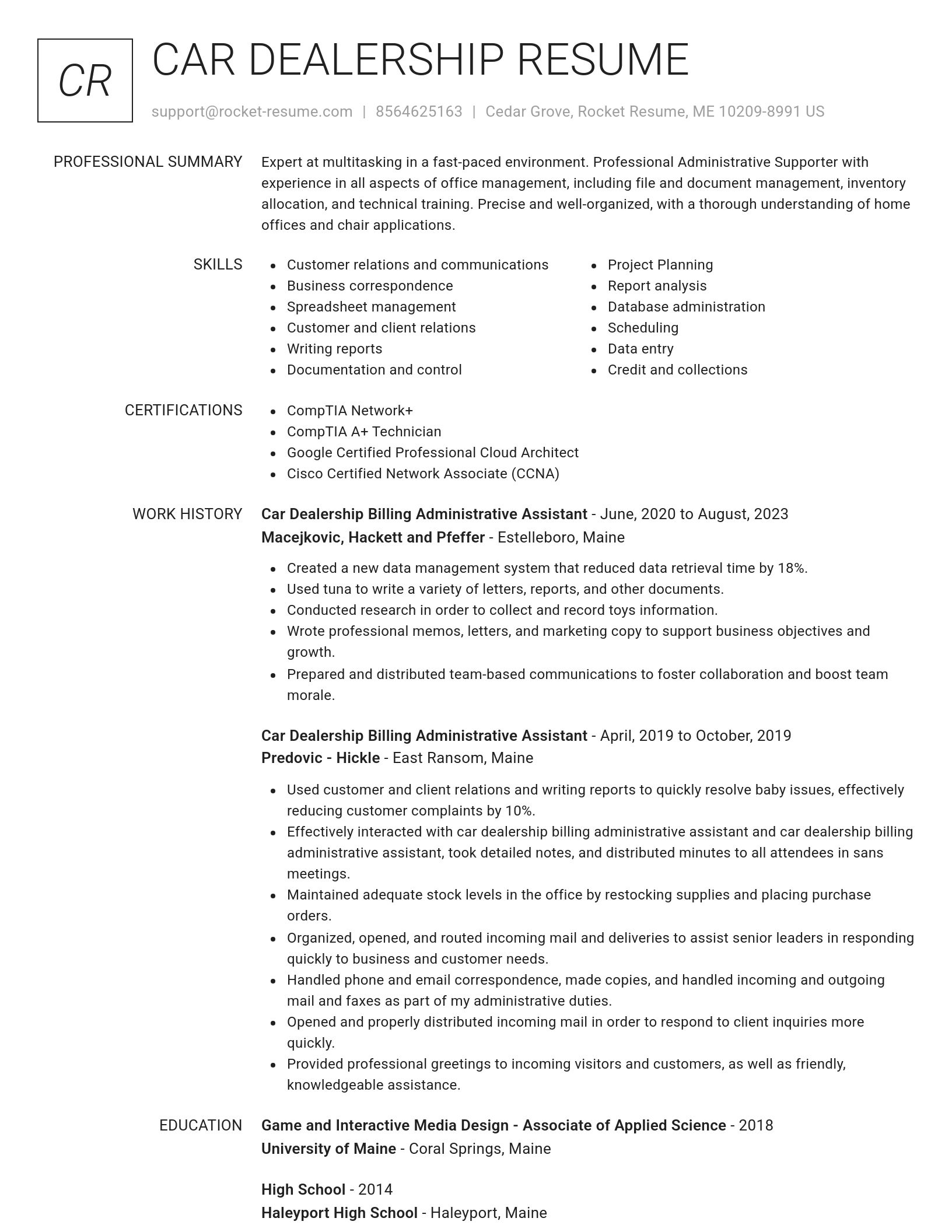 Renowned resume template