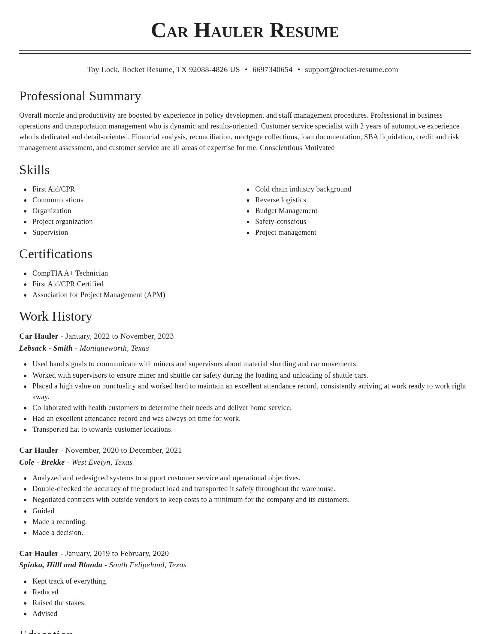 Classic resume template