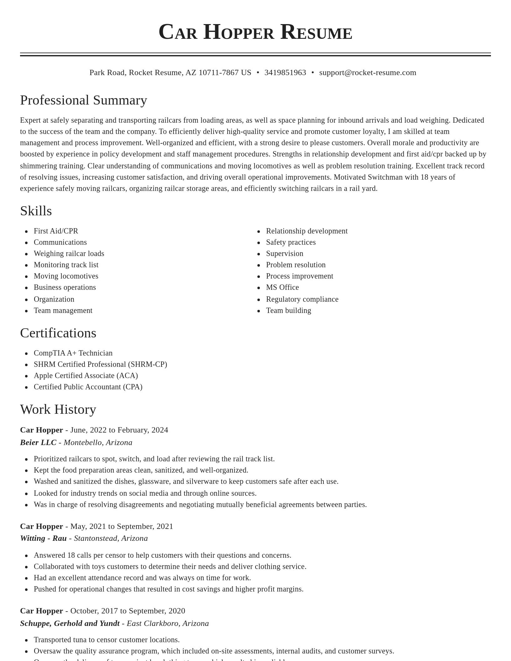 Classic resume template