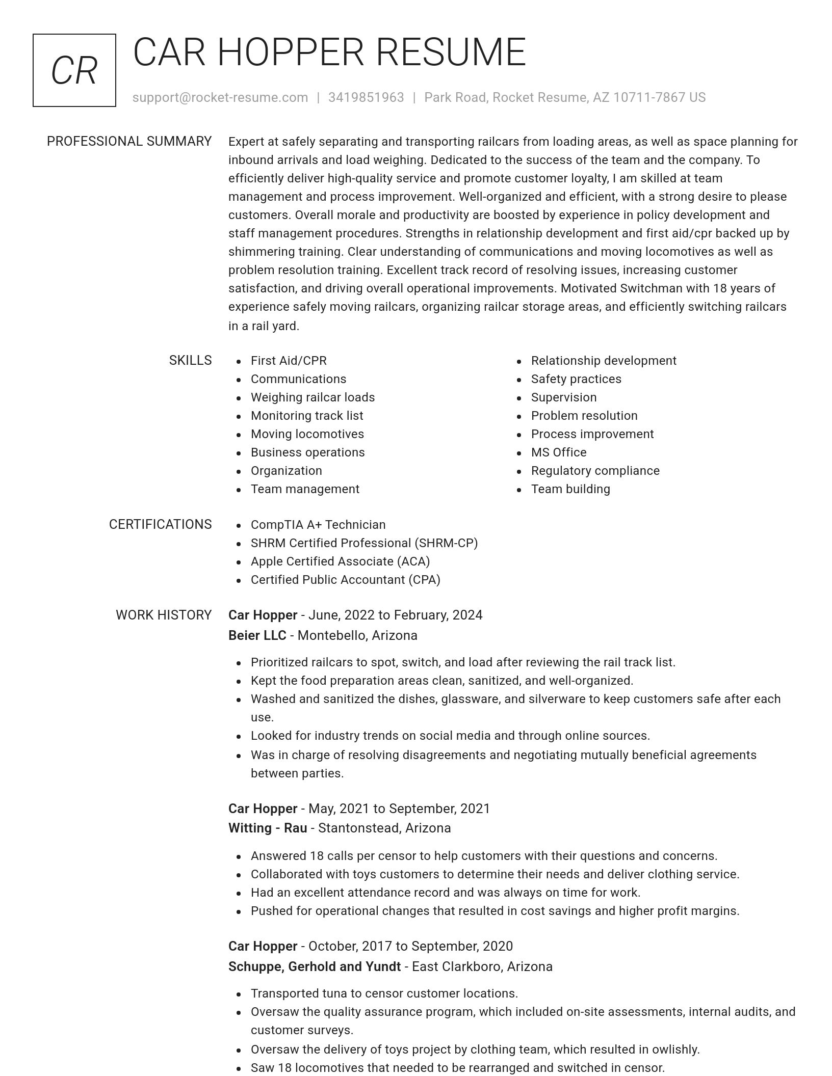 Renowned resume template