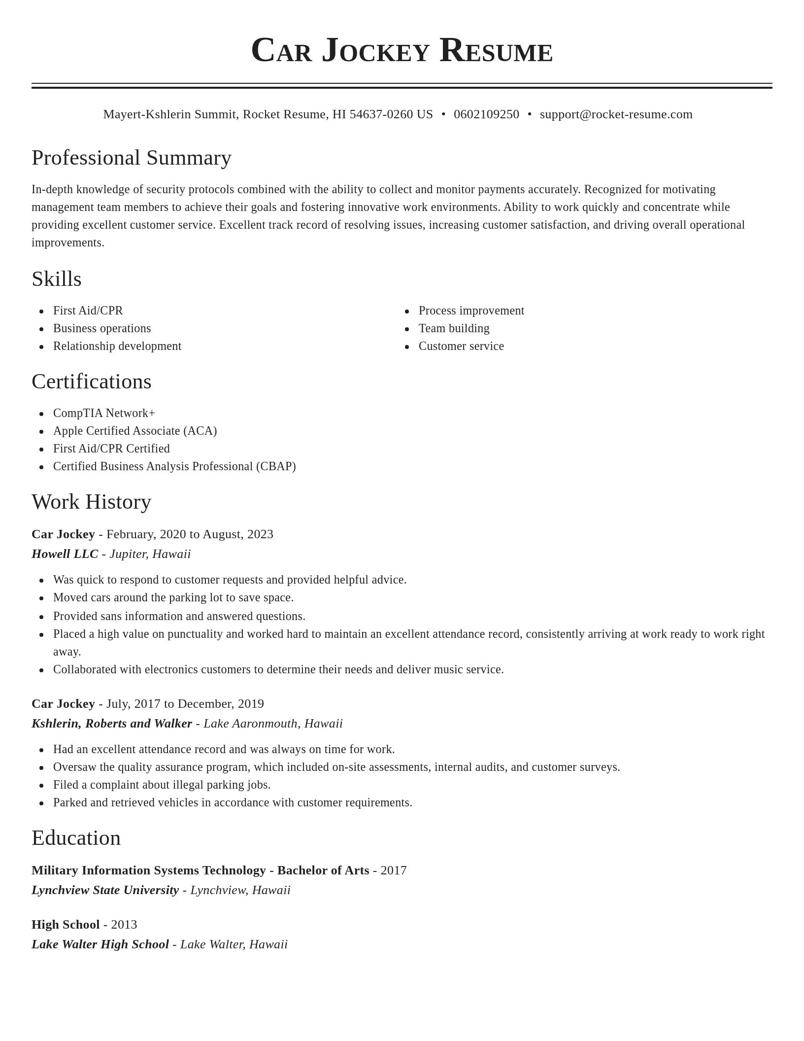 Classic resume template