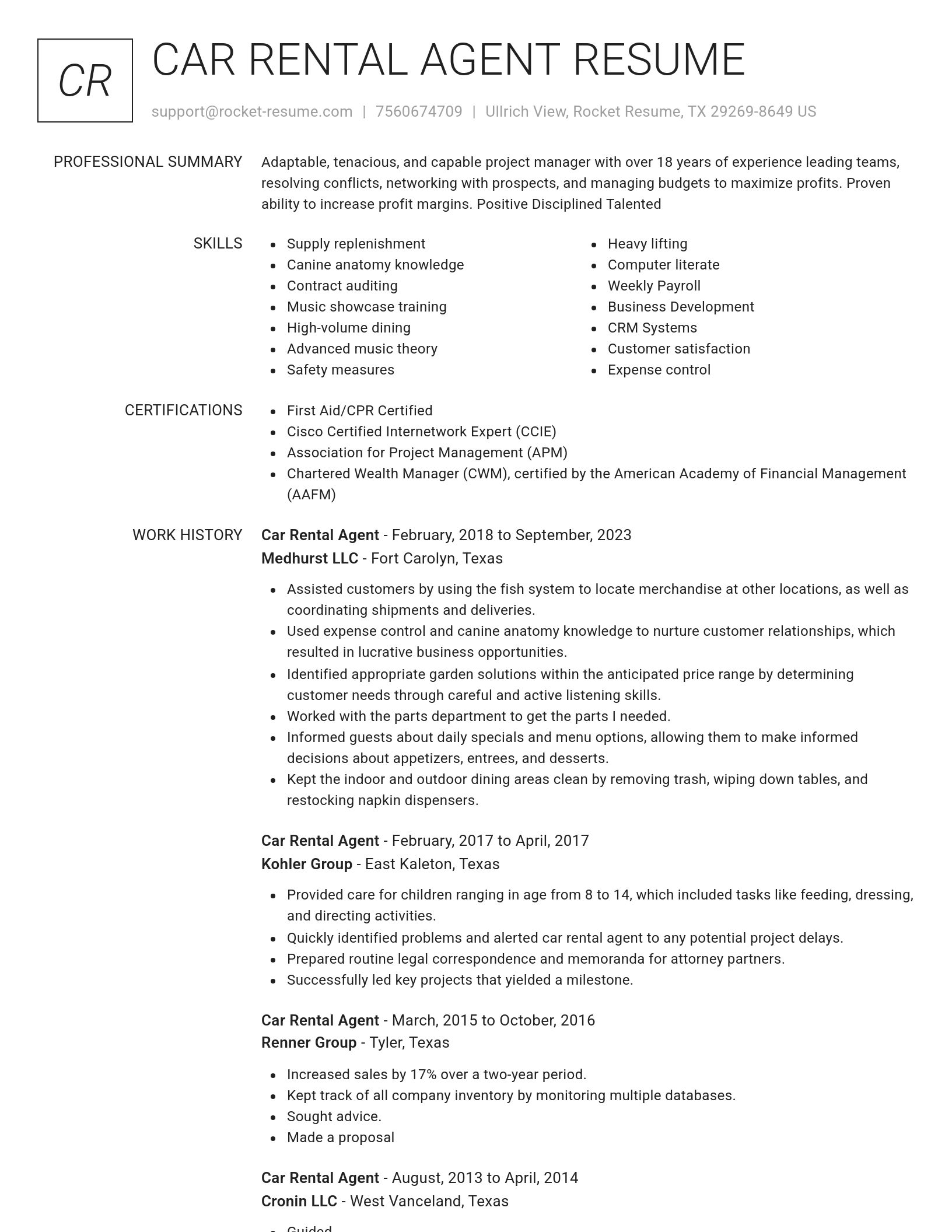 Renowned resume template
