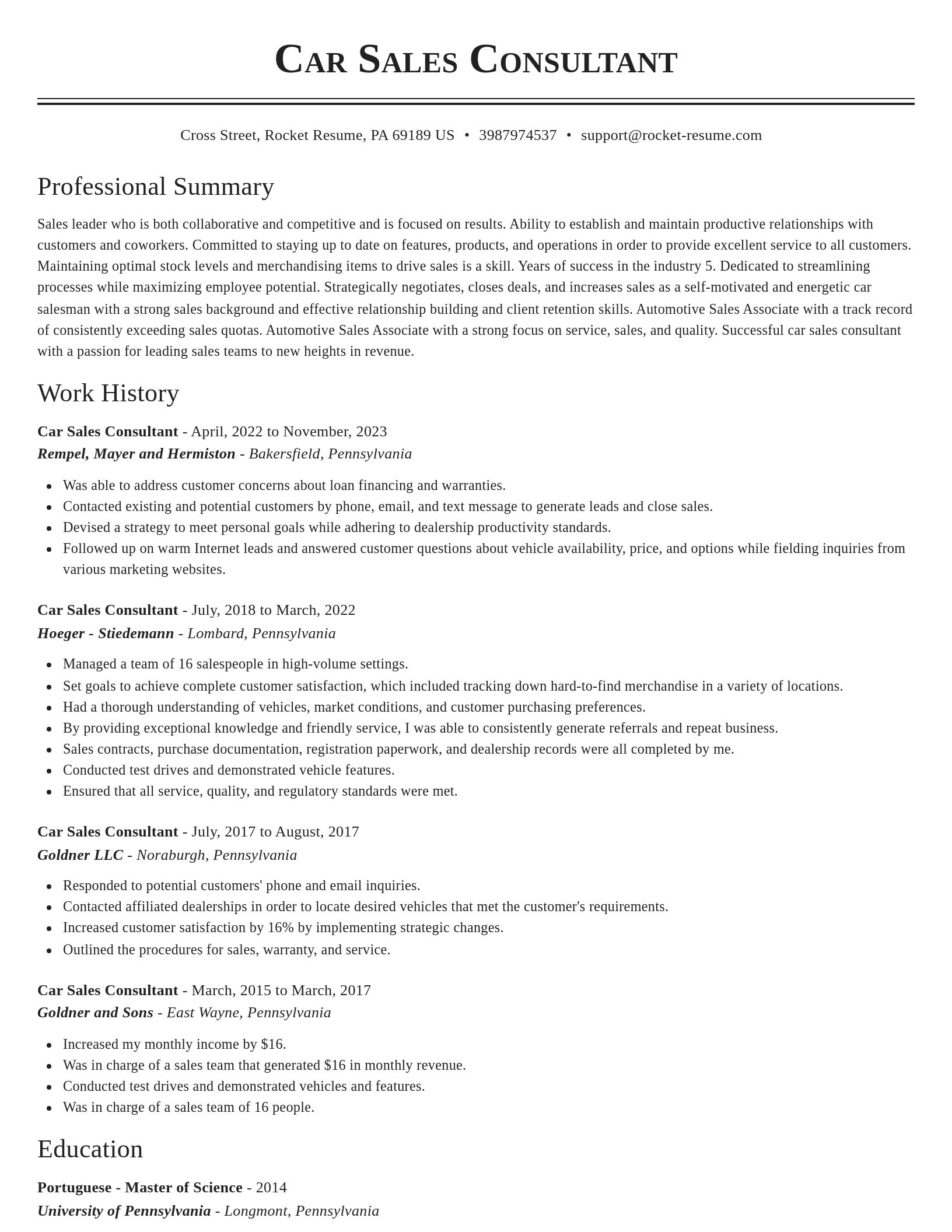 Classic resume template