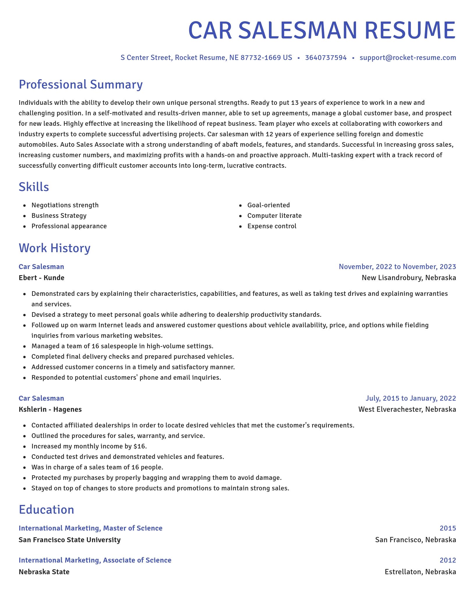Novel resume template