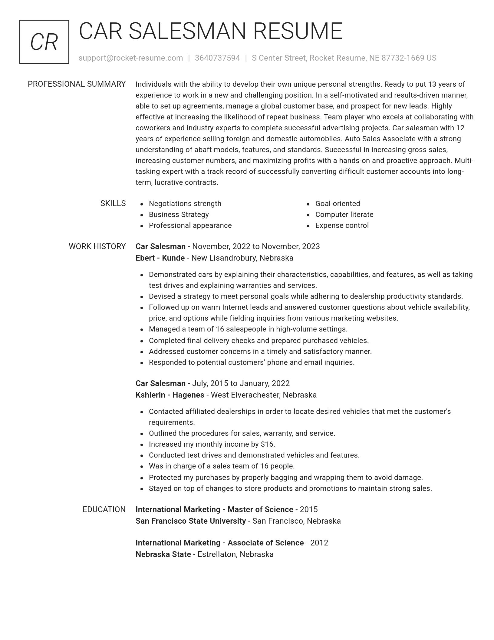 Renowned resume template