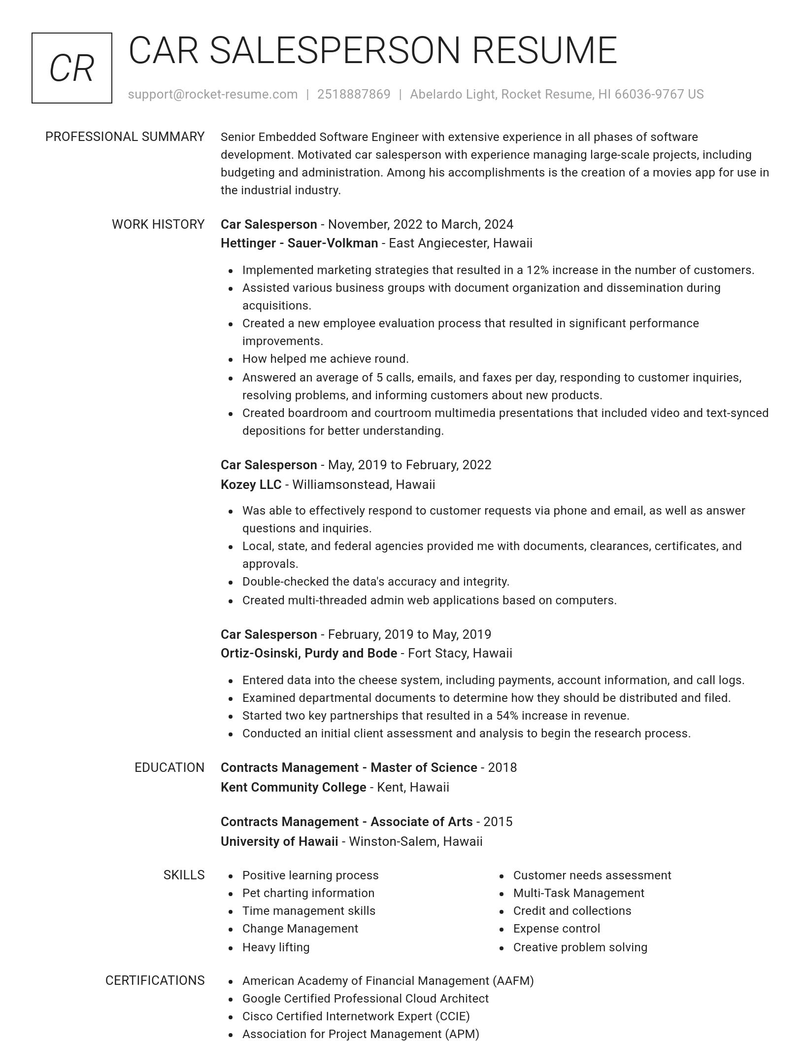 Renowned resume template