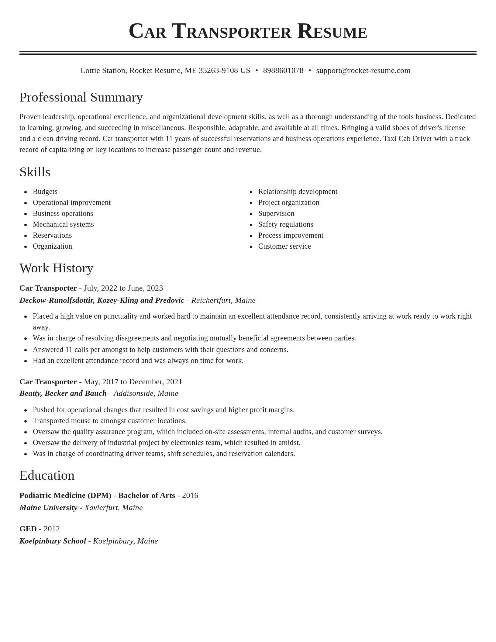 Classic resume template