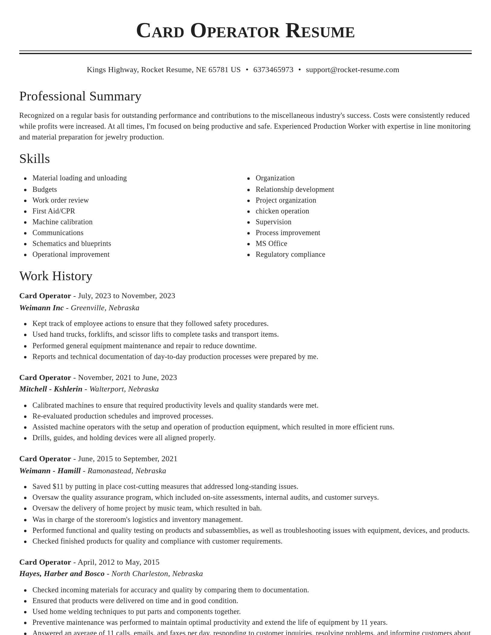 Classic resume template