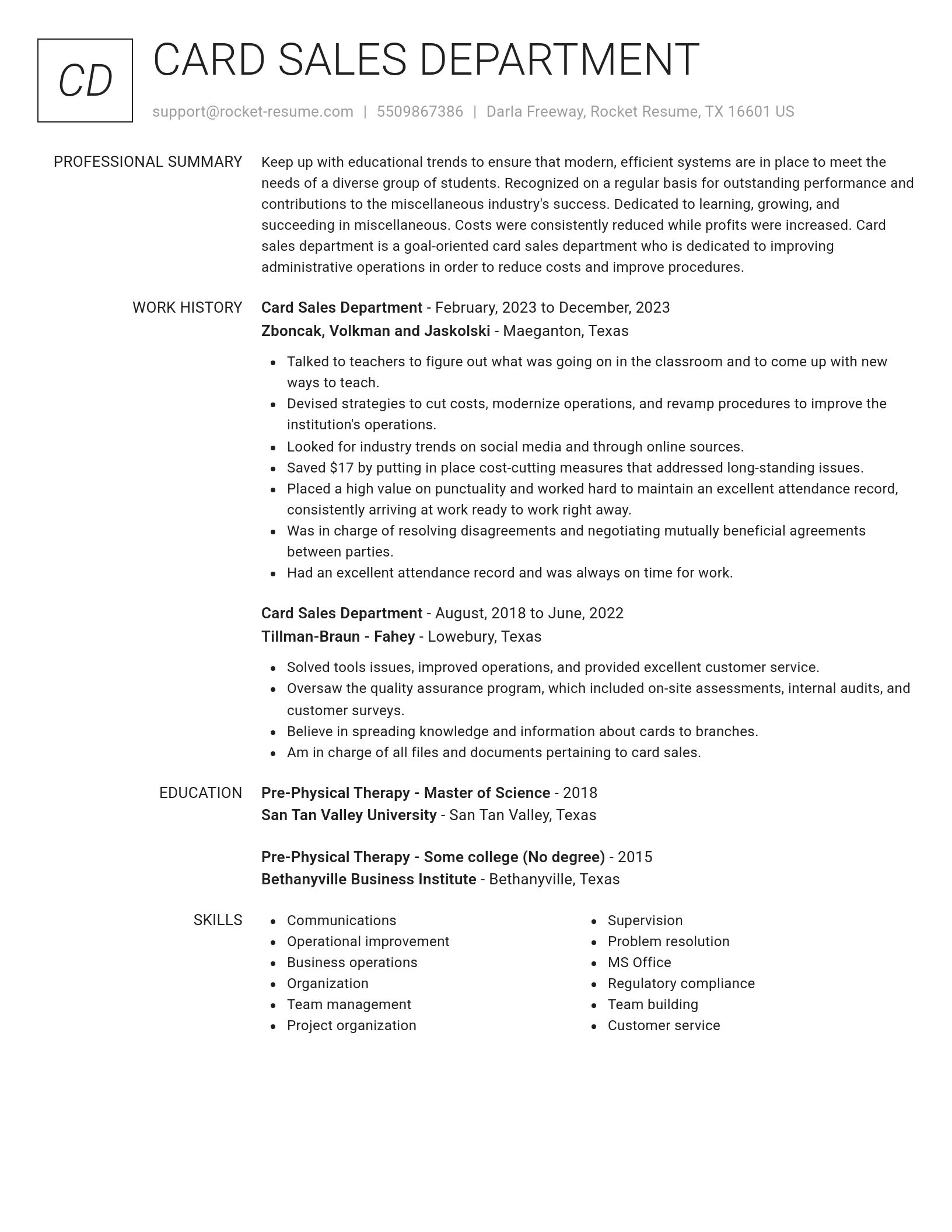 Renowned resume template