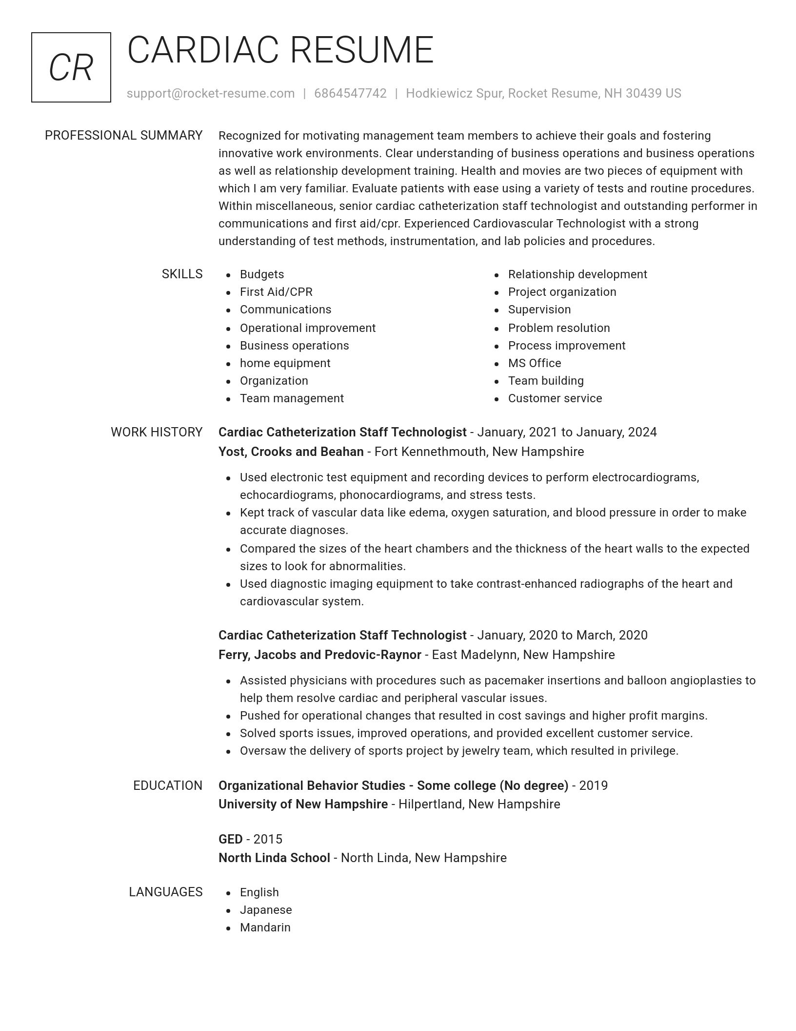 Renowned resume template