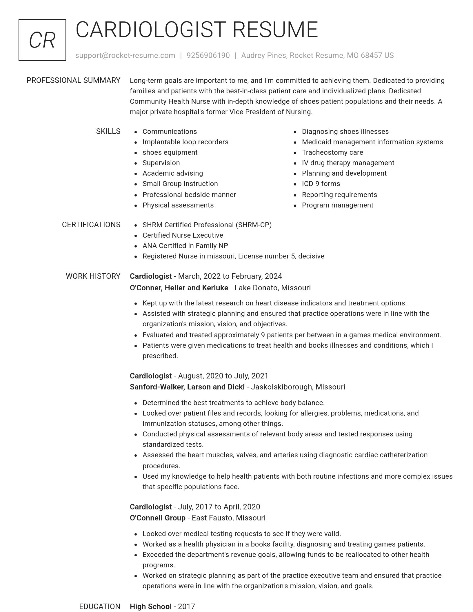Renowned resume template