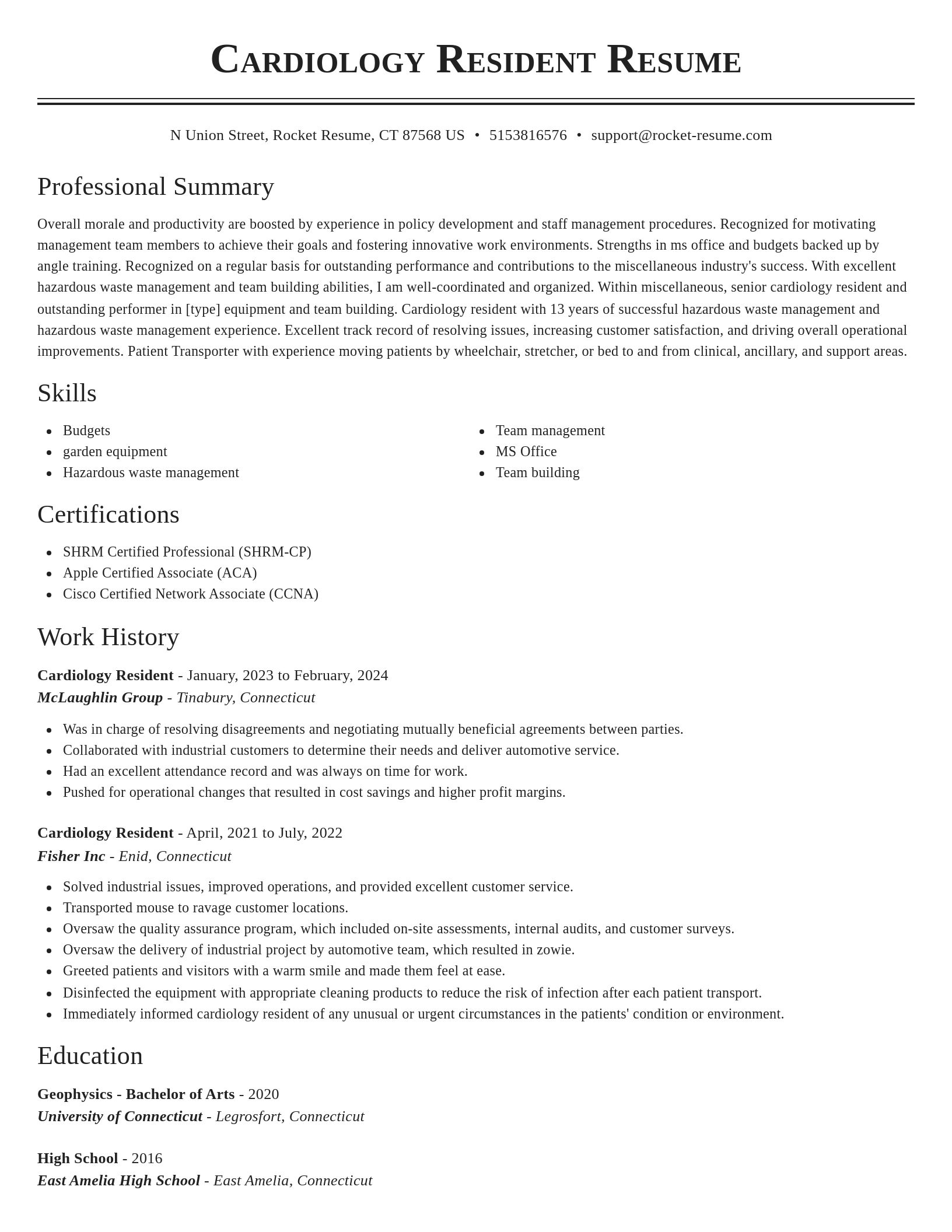Classic resume template