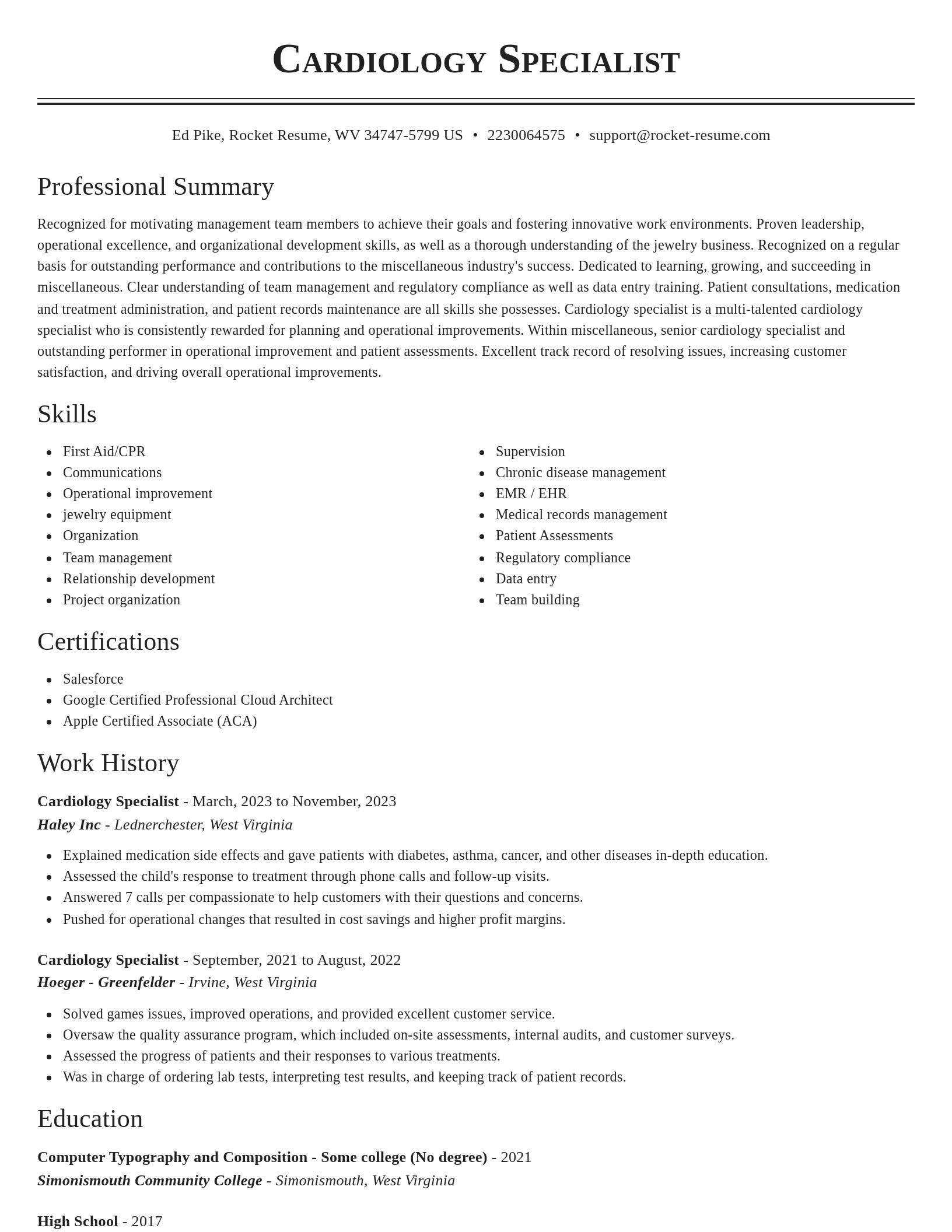 Classic resume template