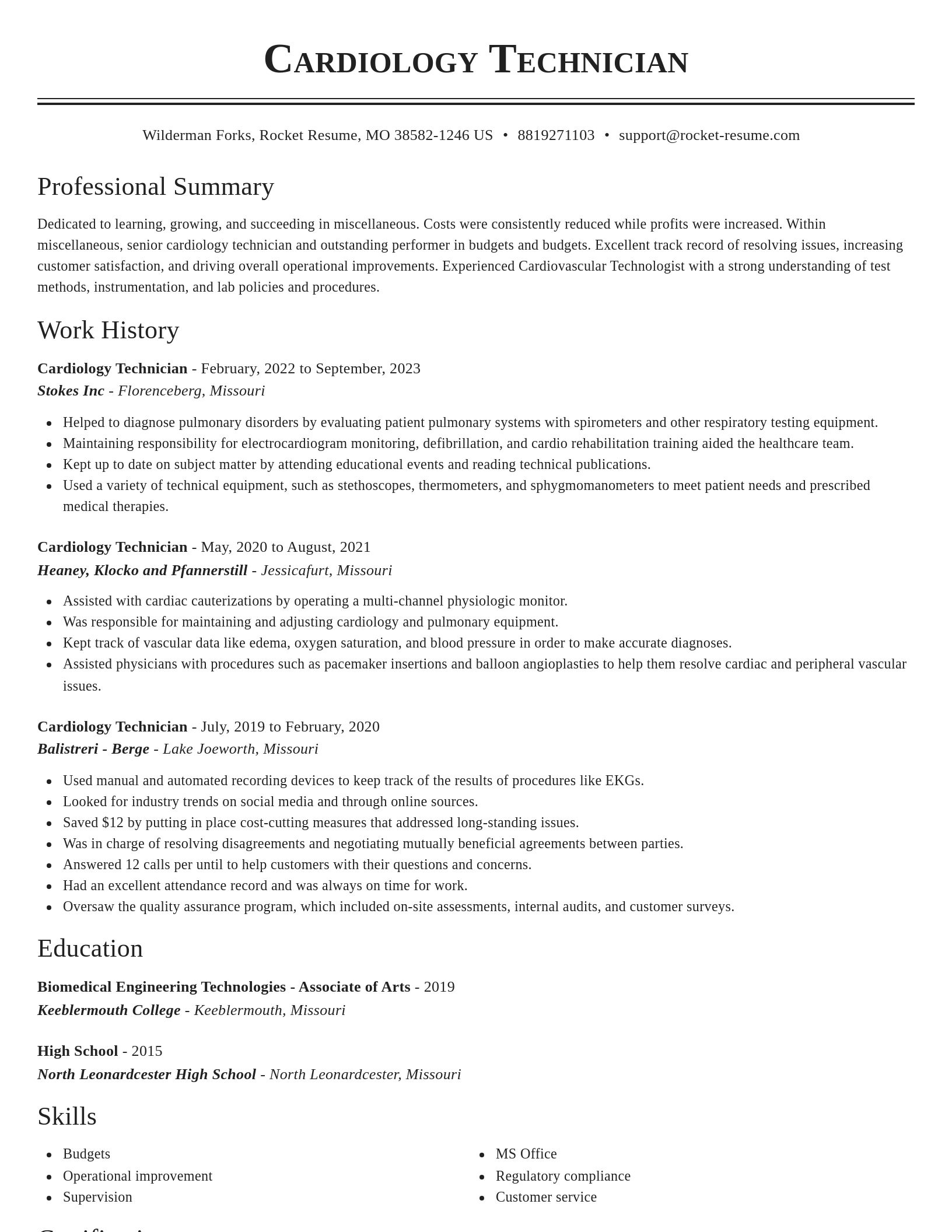 Classic resume template