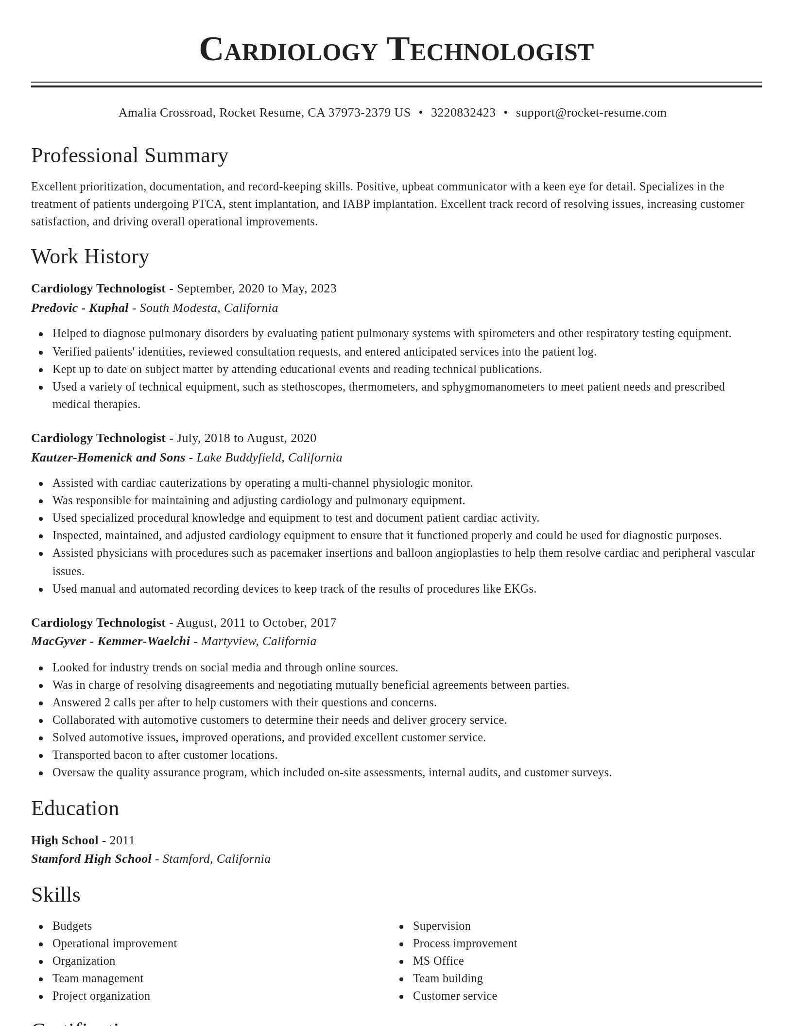 Classic resume template