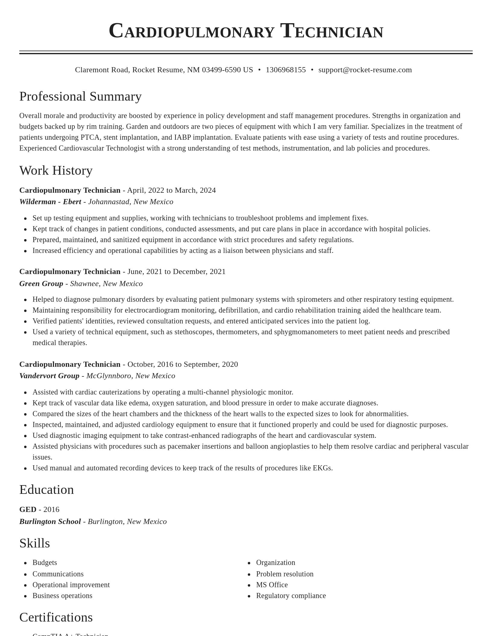 Classic resume template