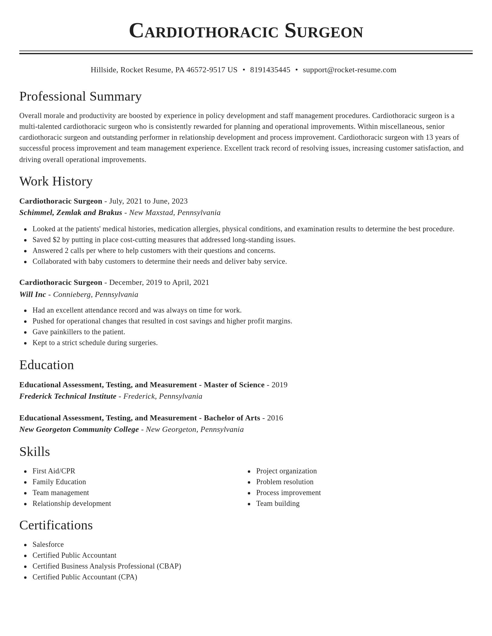 Classic resume template