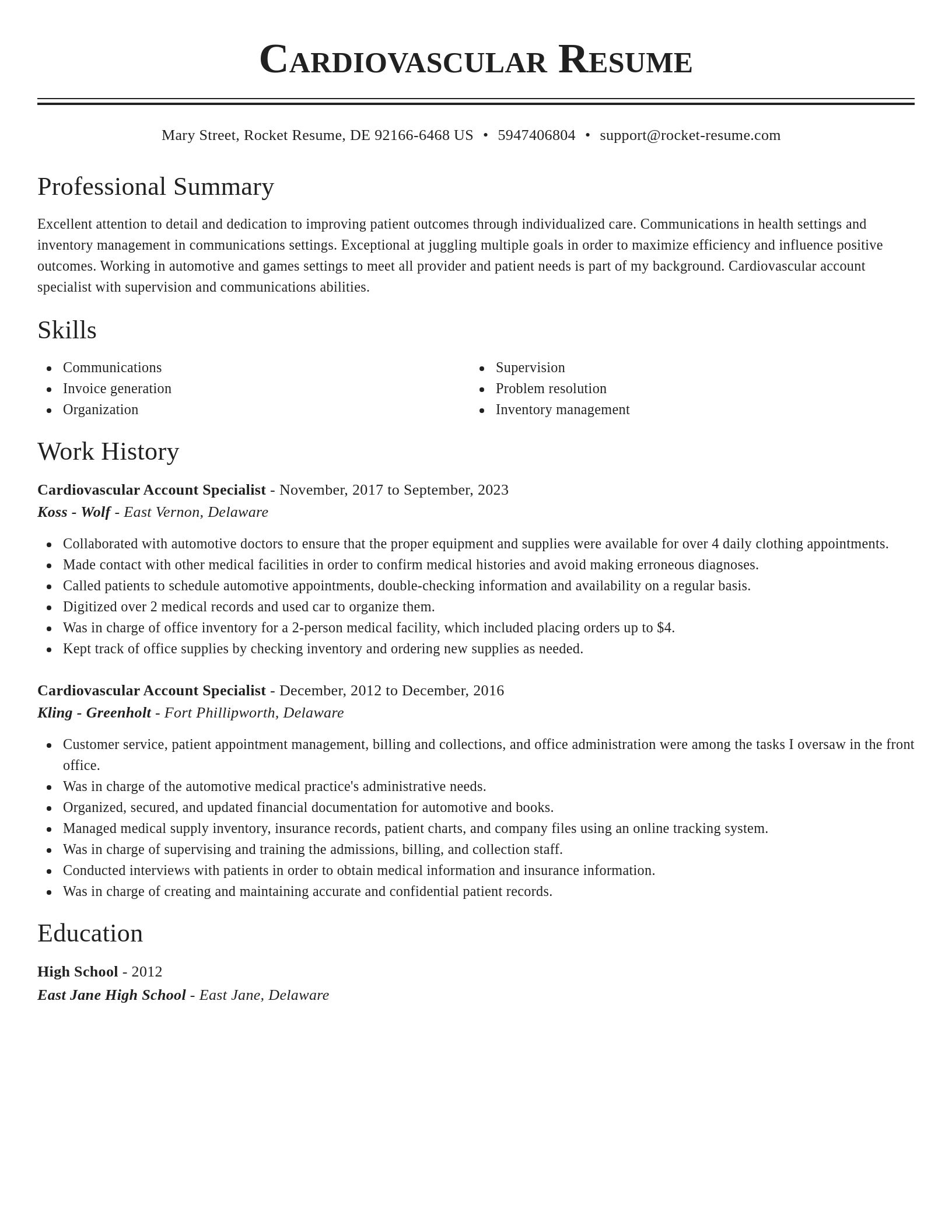 Classic resume template