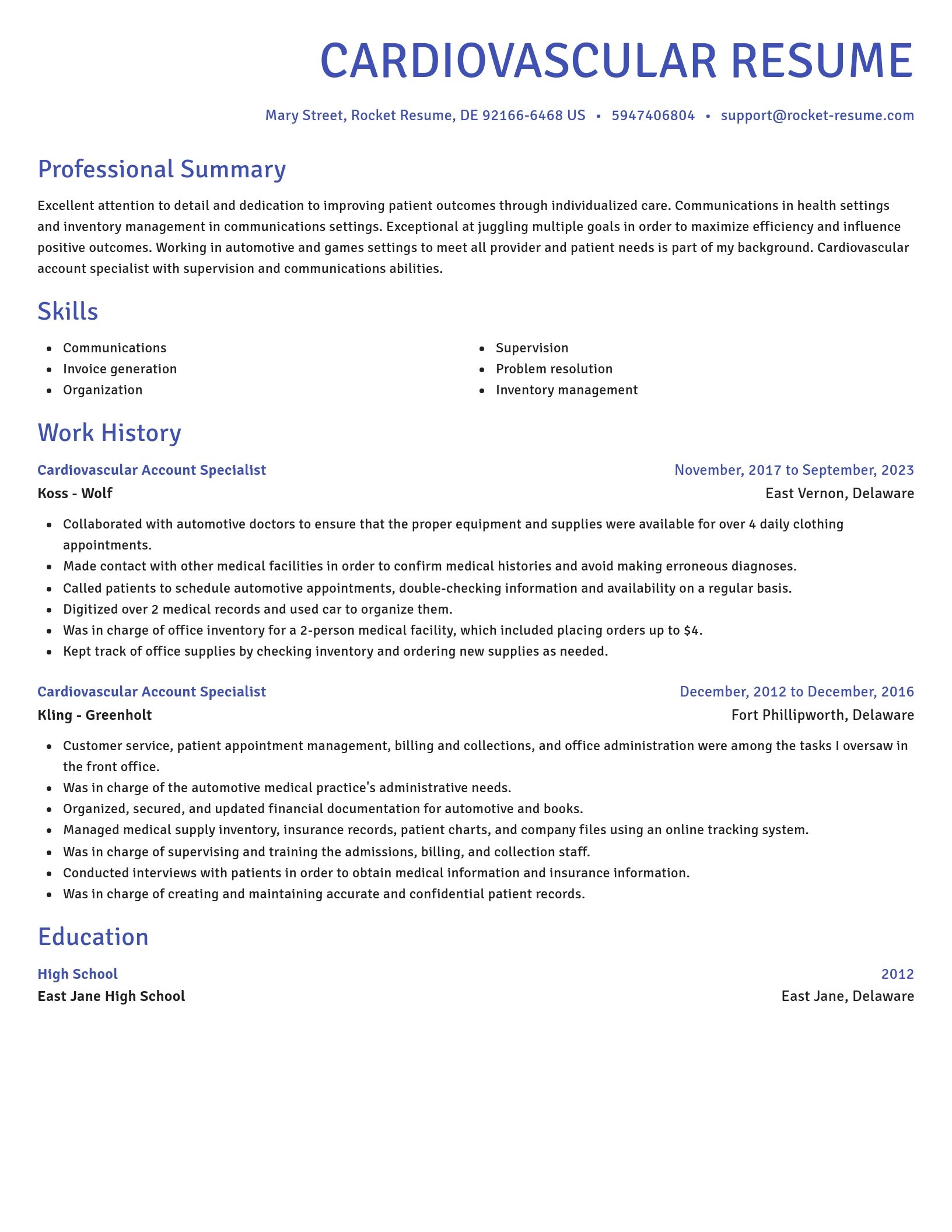 Novel resume template