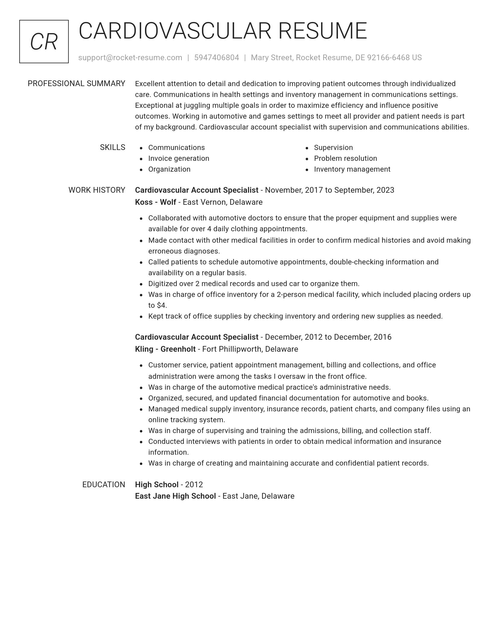 Renowned resume template