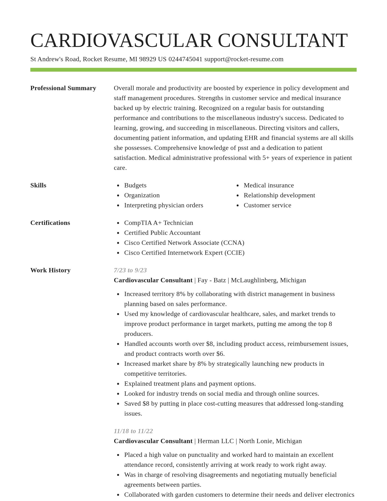 Smart resume template