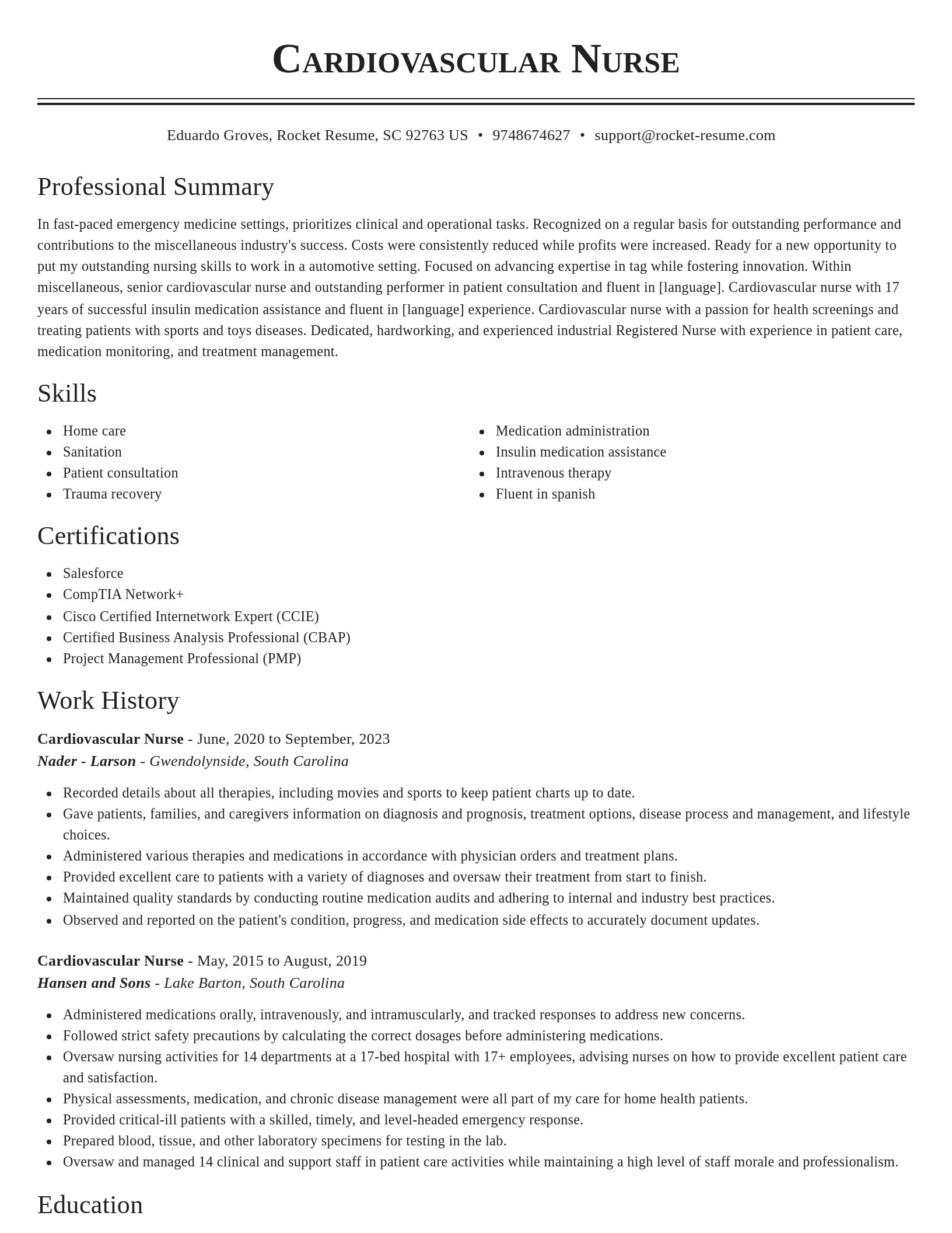 Classic resume template