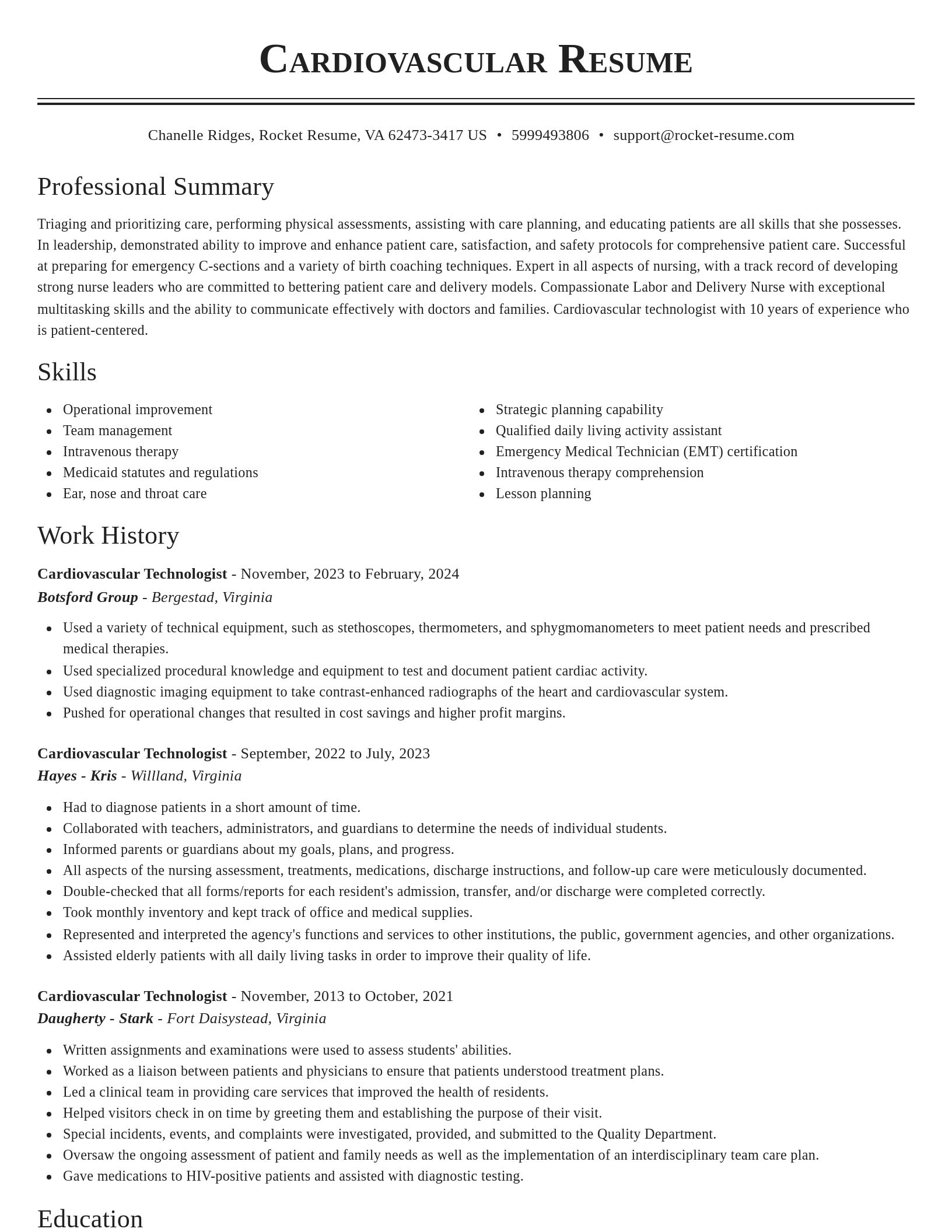 Classic resume template