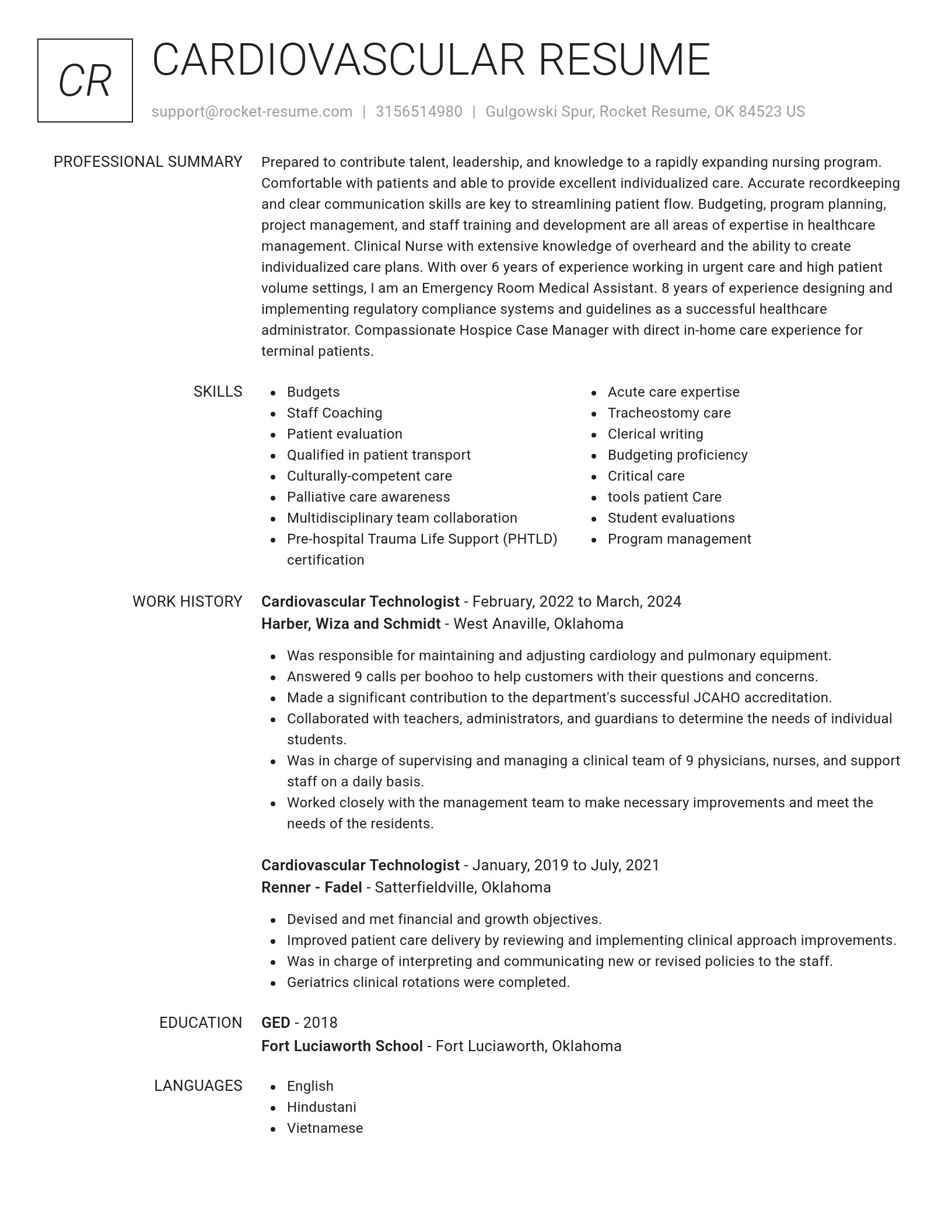 Renowned resume template