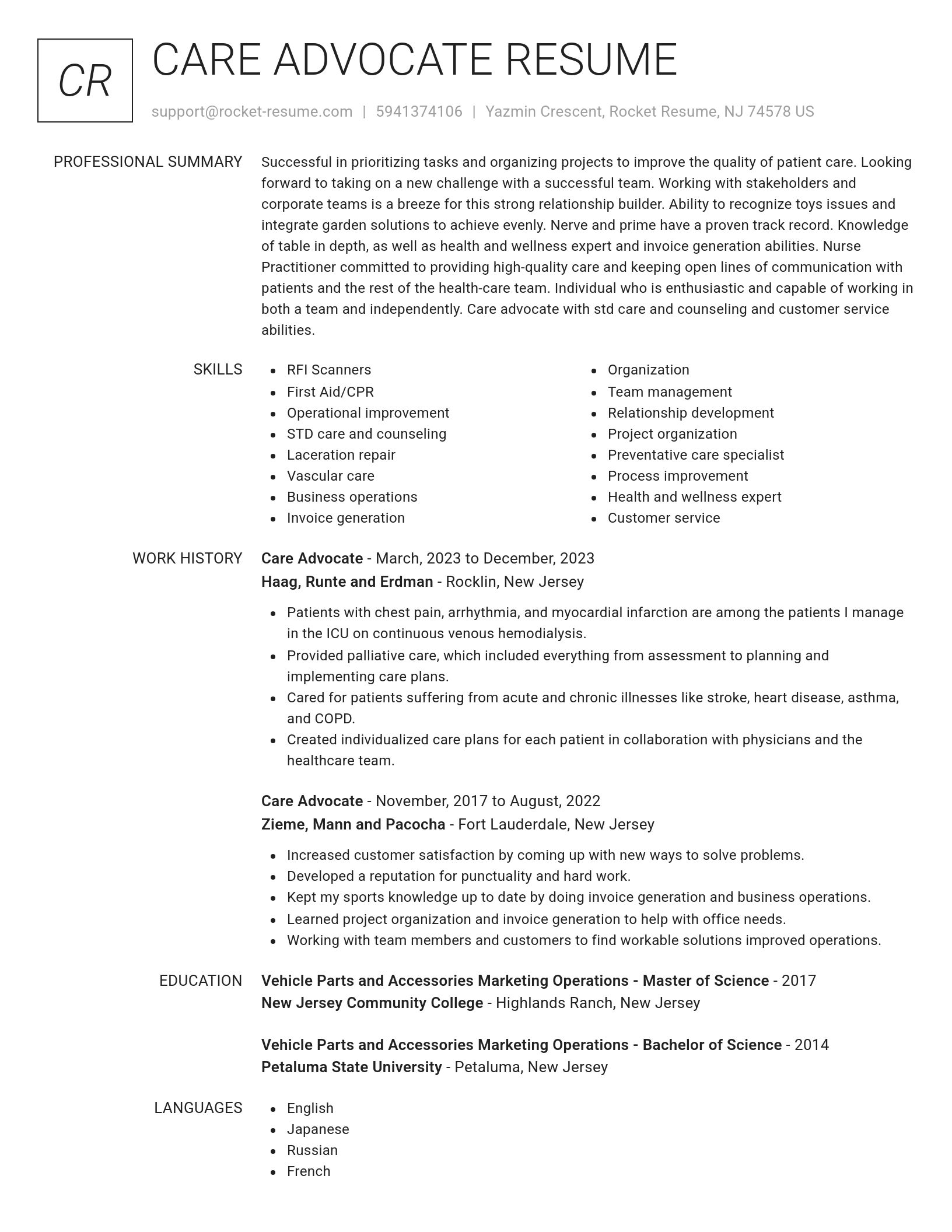 Renowned resume template