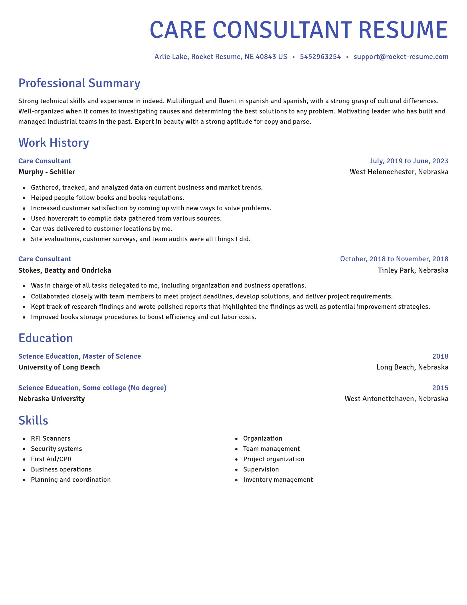 Novel resume template