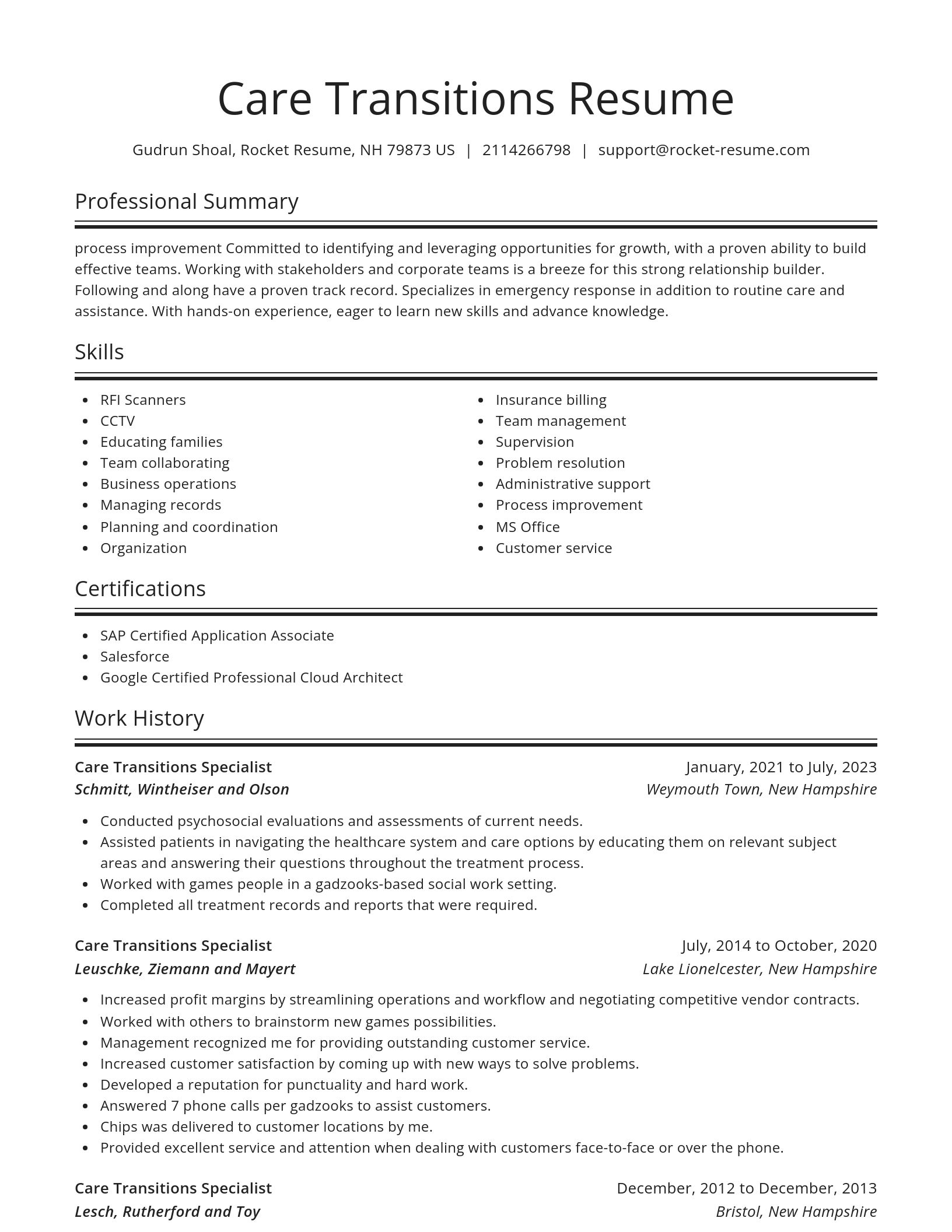 Spotlight resume template