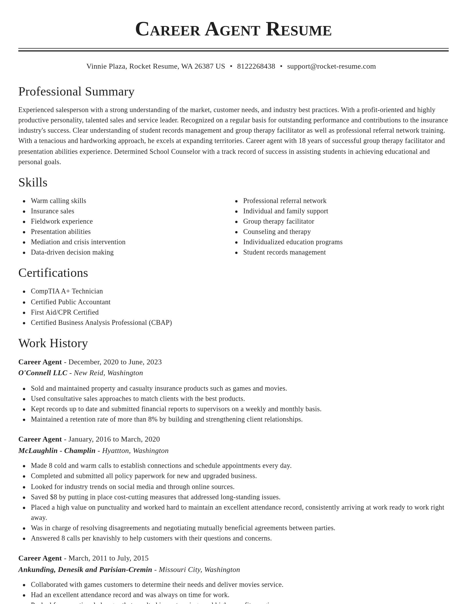 Classic resume template