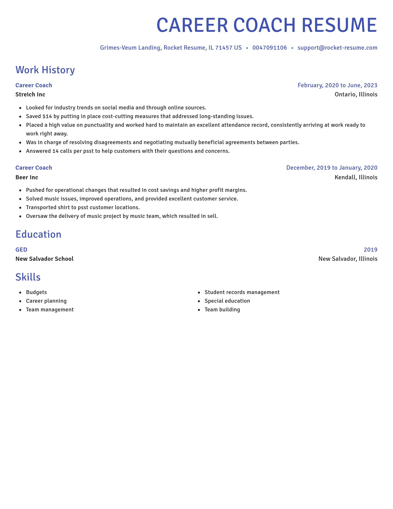 Novel resume template
