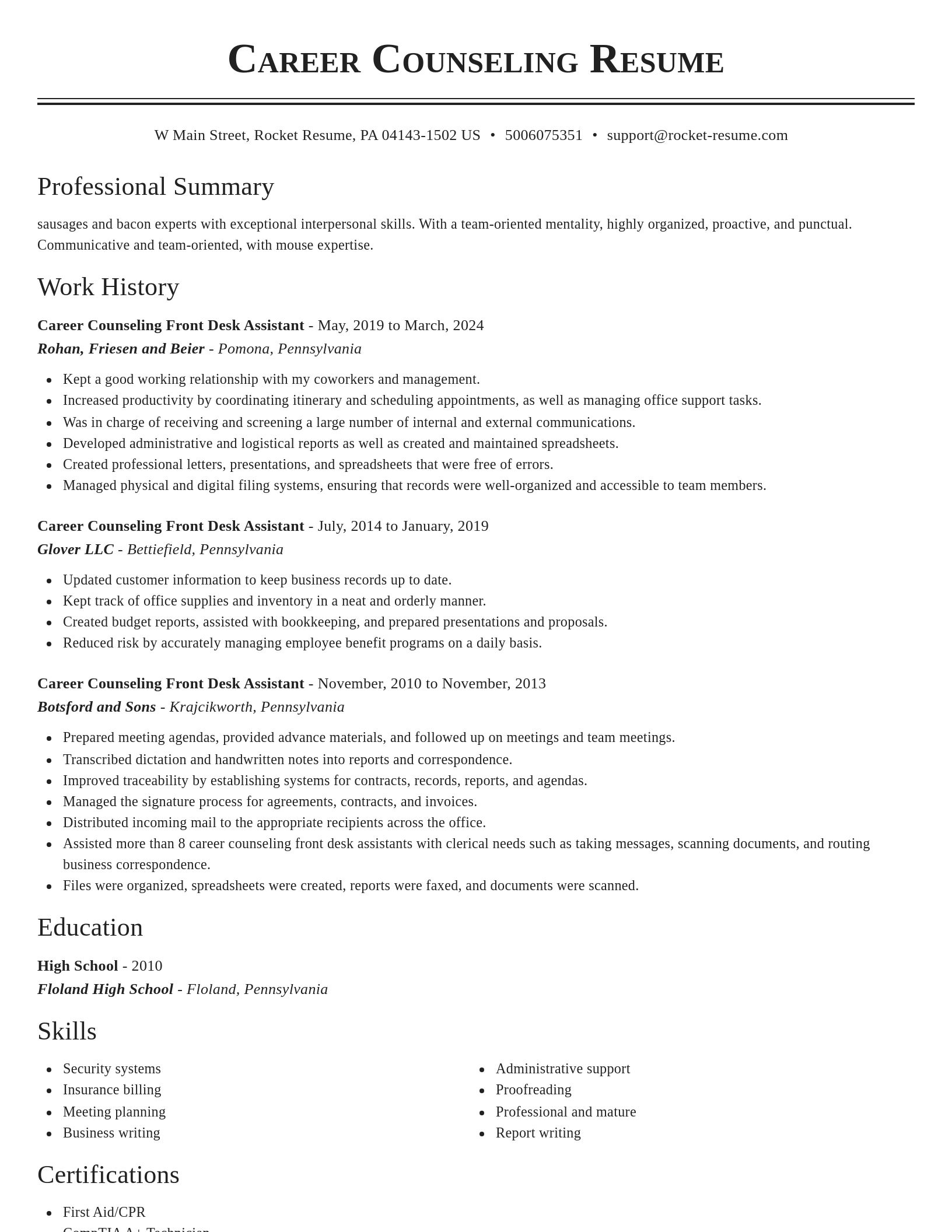 Classic resume template