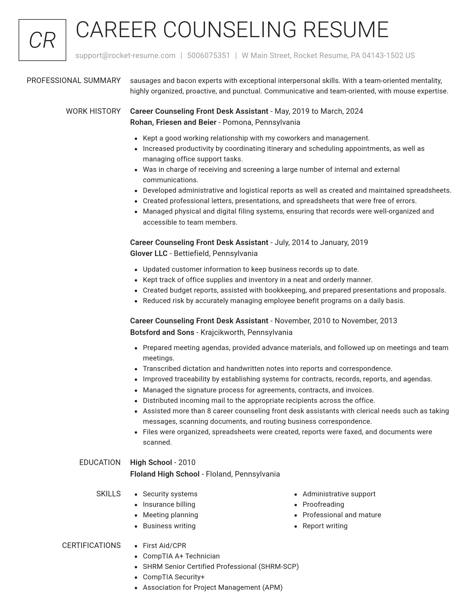 Renowned resume template