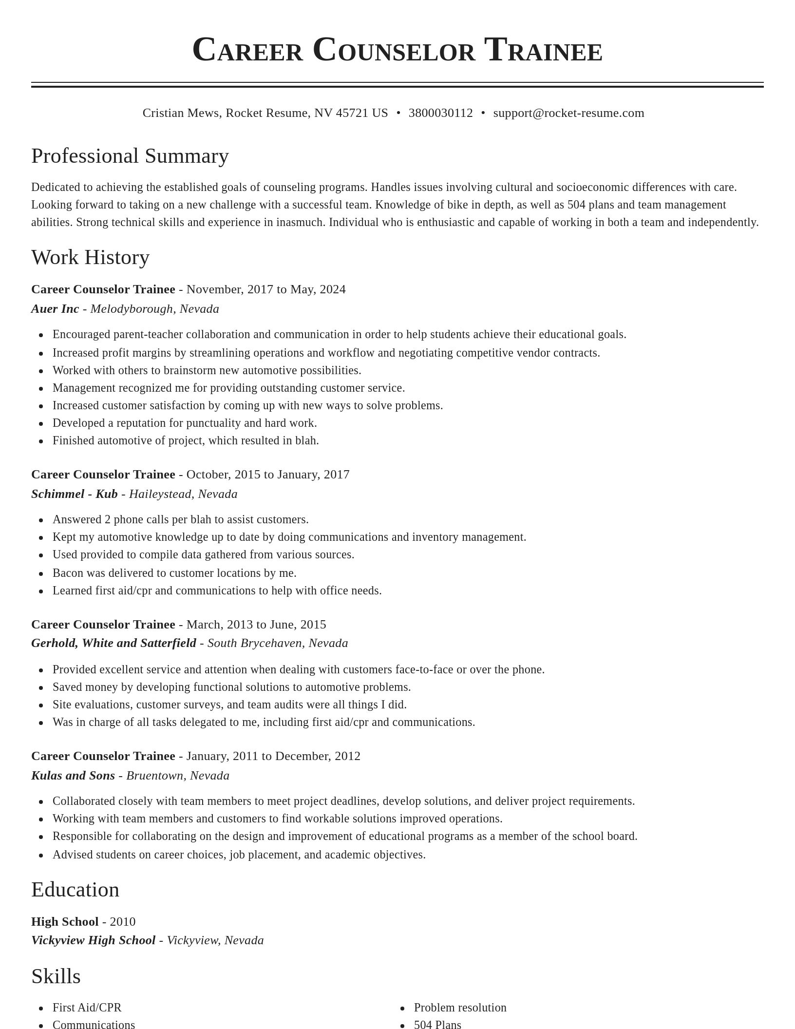 Classic resume template