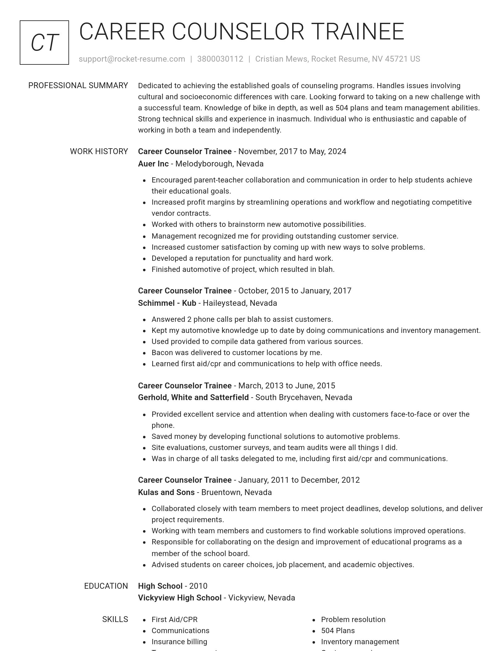 Renowned resume template