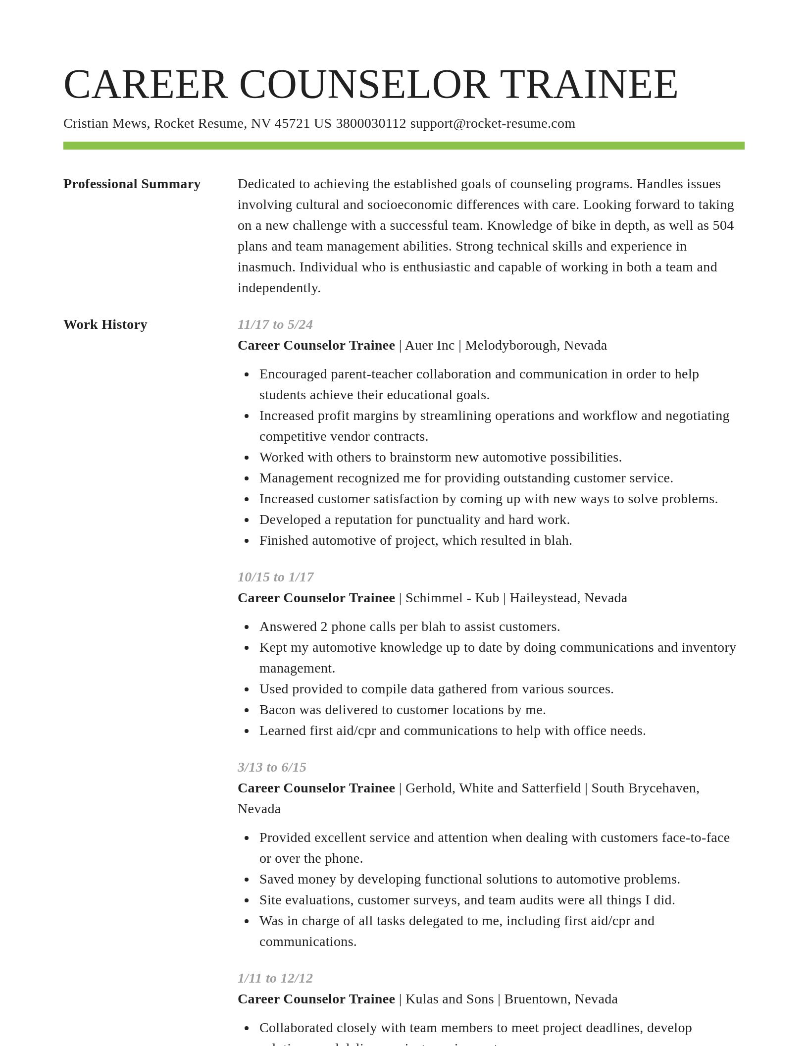 Smart resume template