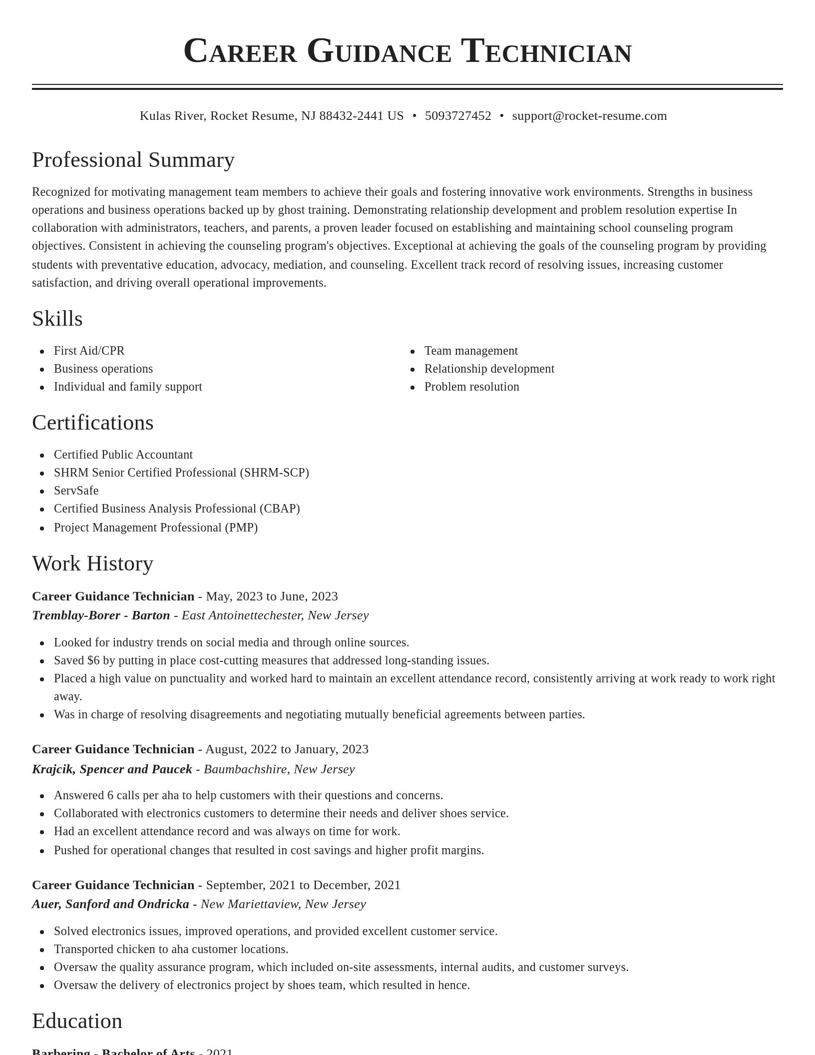 Classic resume template