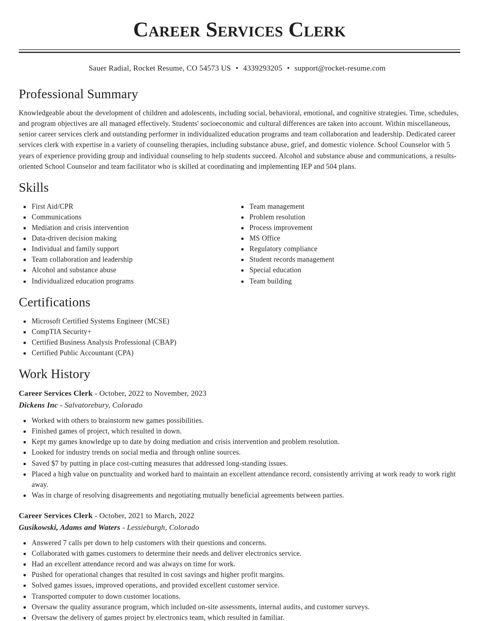 Classic resume template