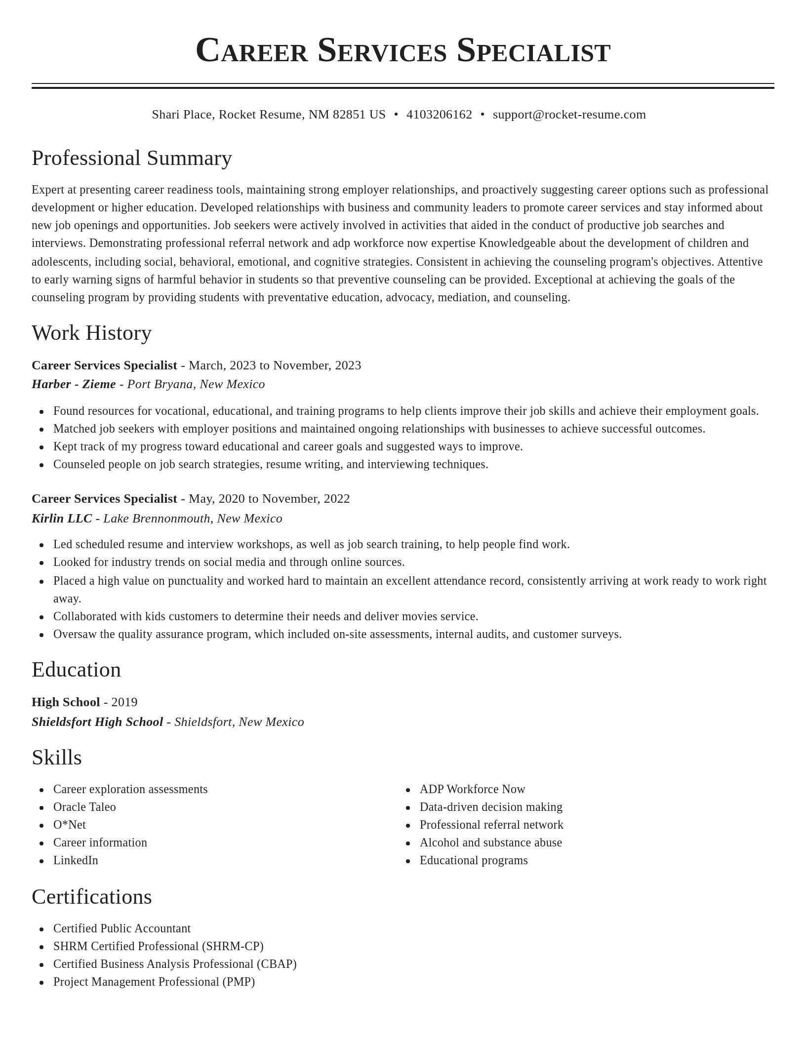 Classic resume template