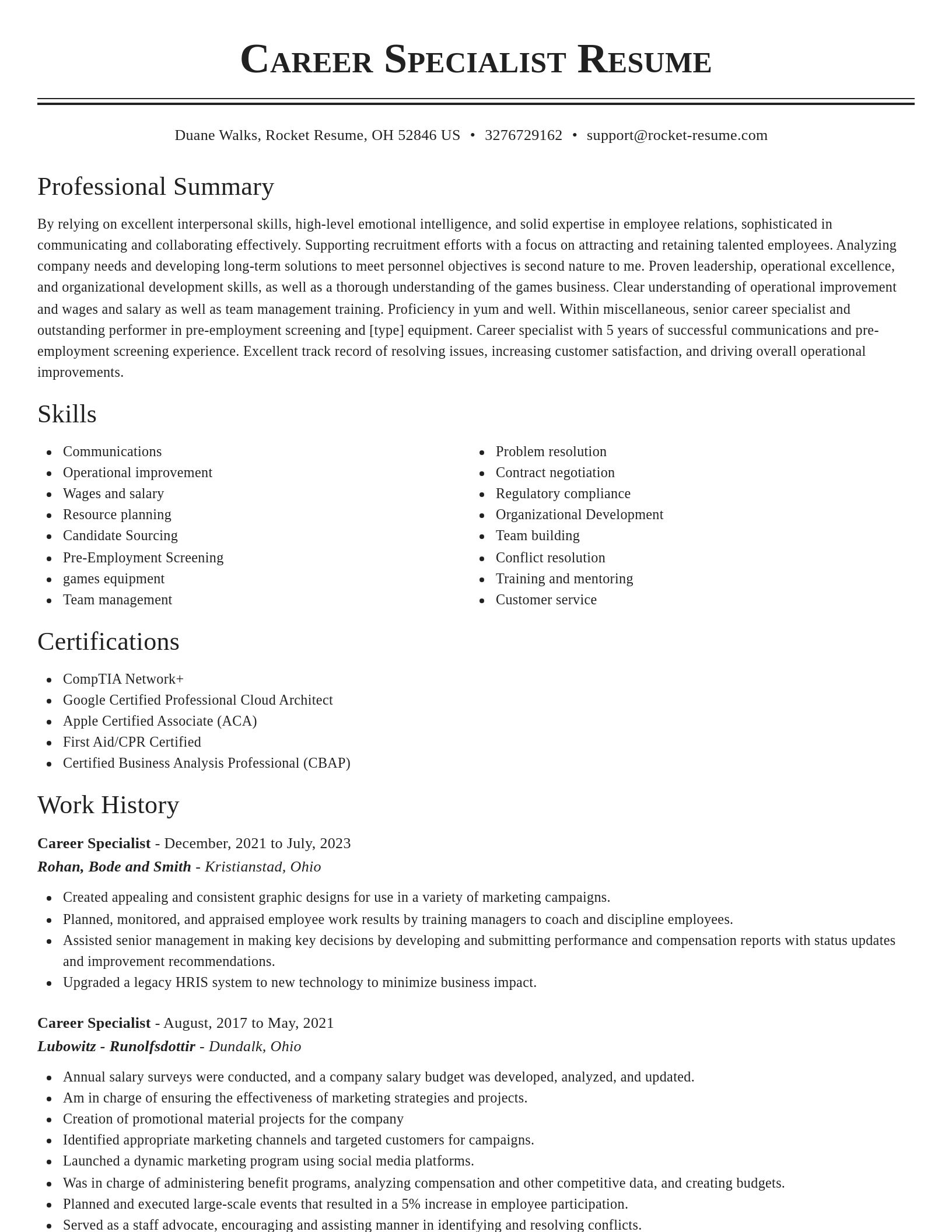 Classic resume template