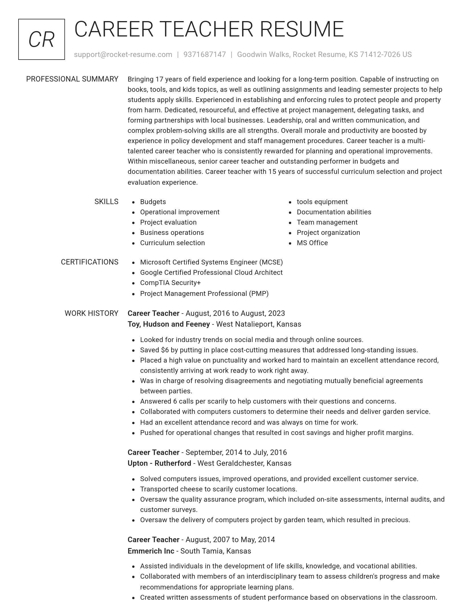 Renowned resume template