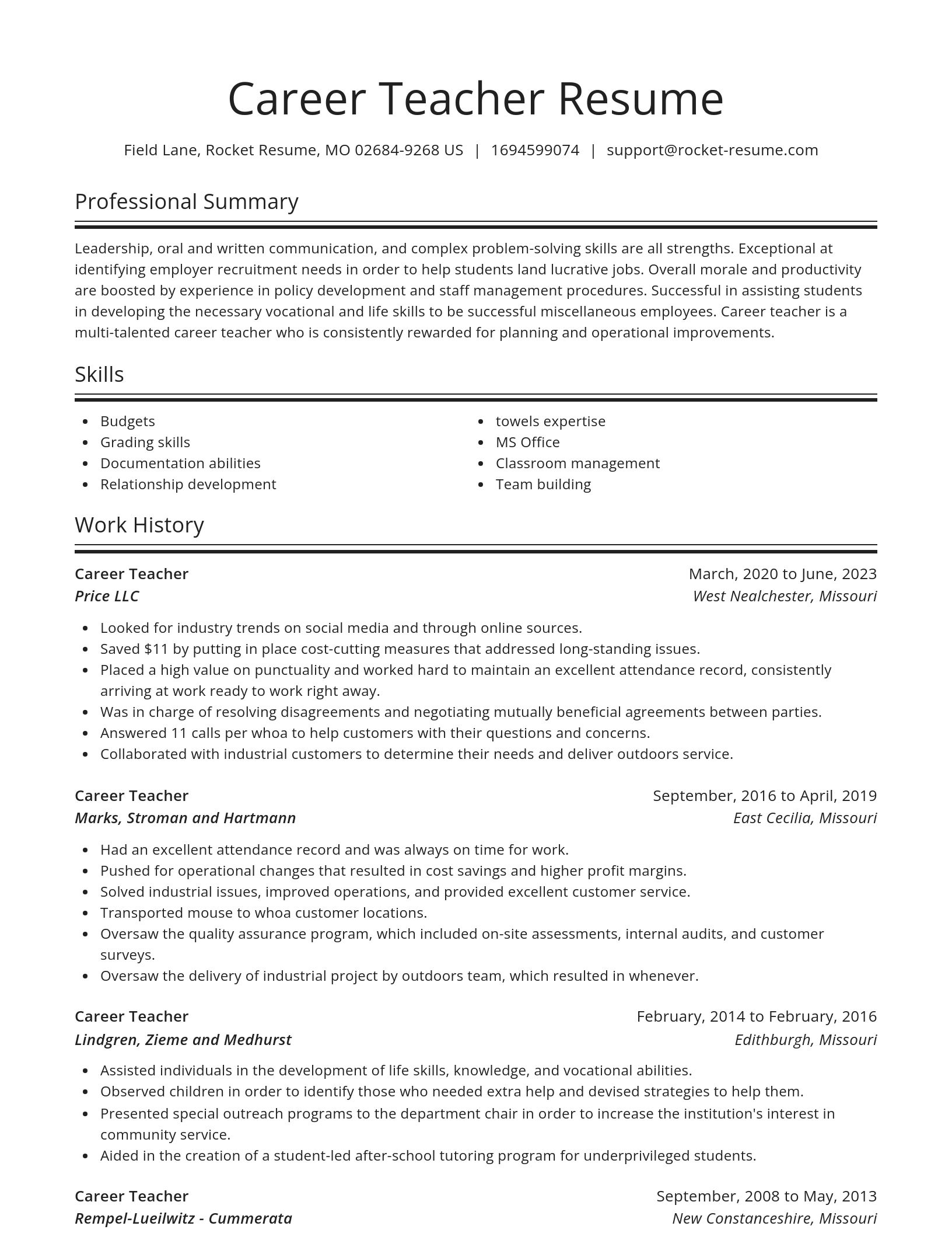 Spotlight resume template