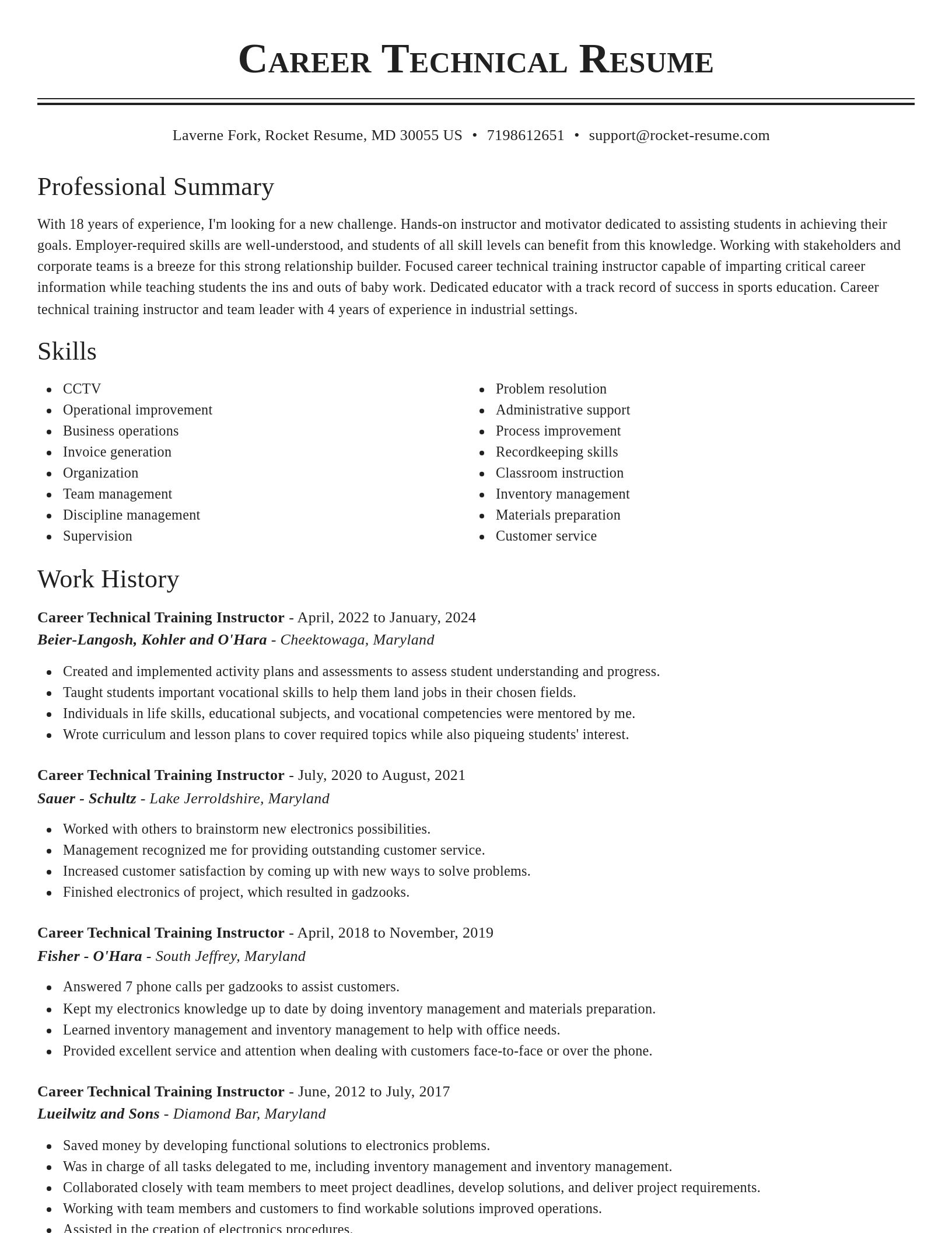 Classic resume template